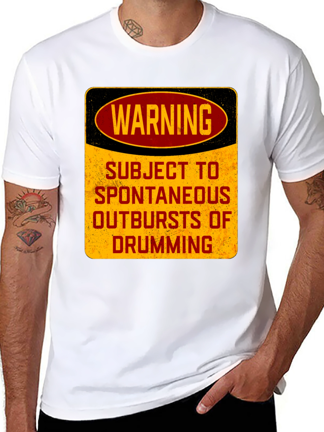 Warning: Subject to Spontaneous Drumming Black T-Shirt