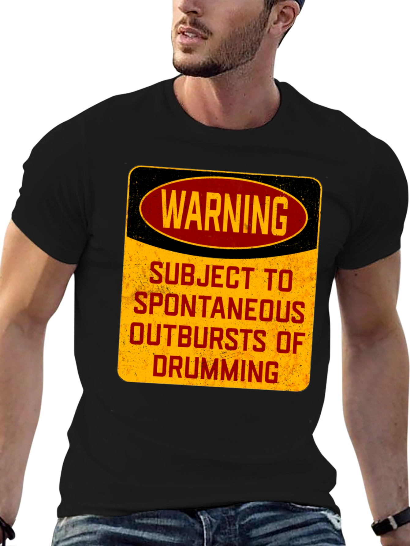 Warning: Subject to Spontaneous Drumming Black T-Shirt