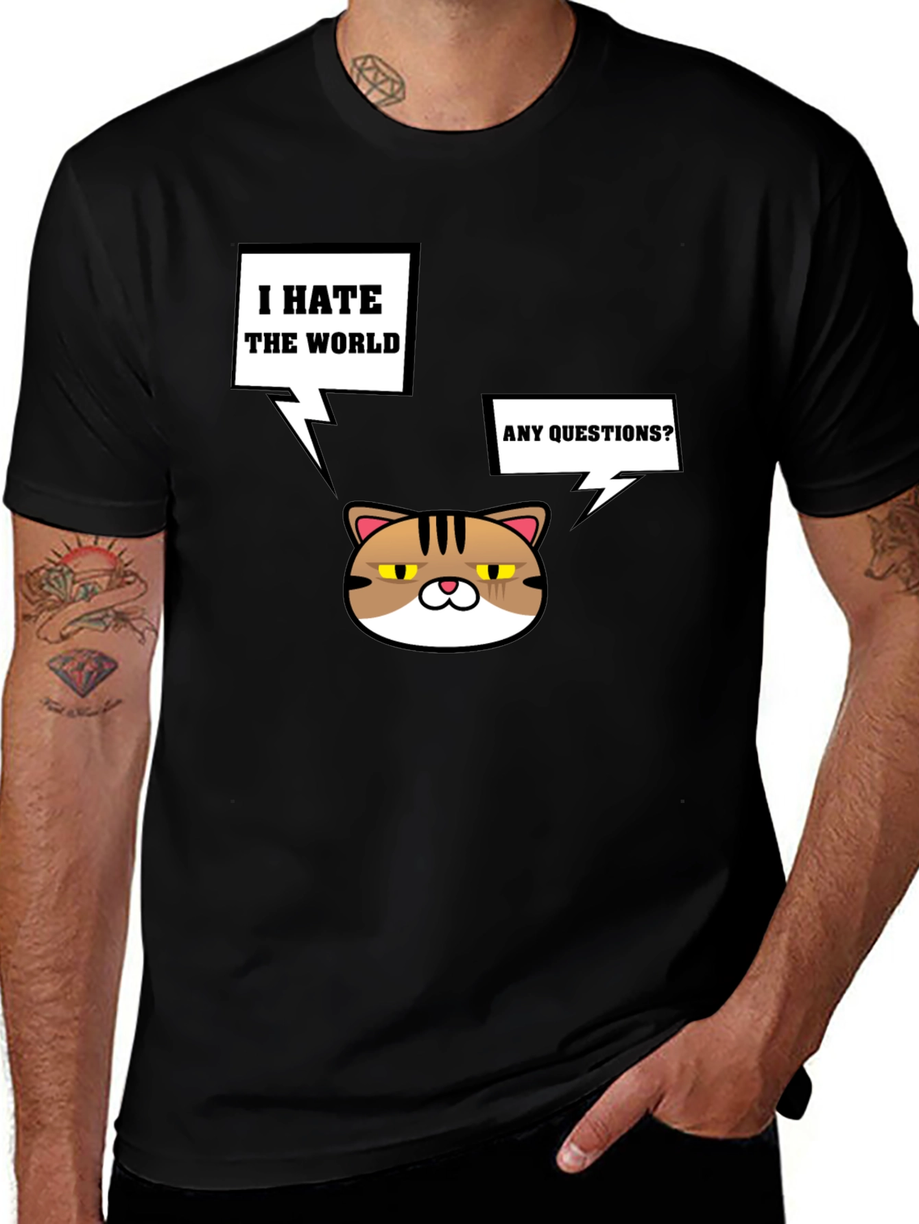 Grumpy Cat I Hate the World Black T-Shirt
