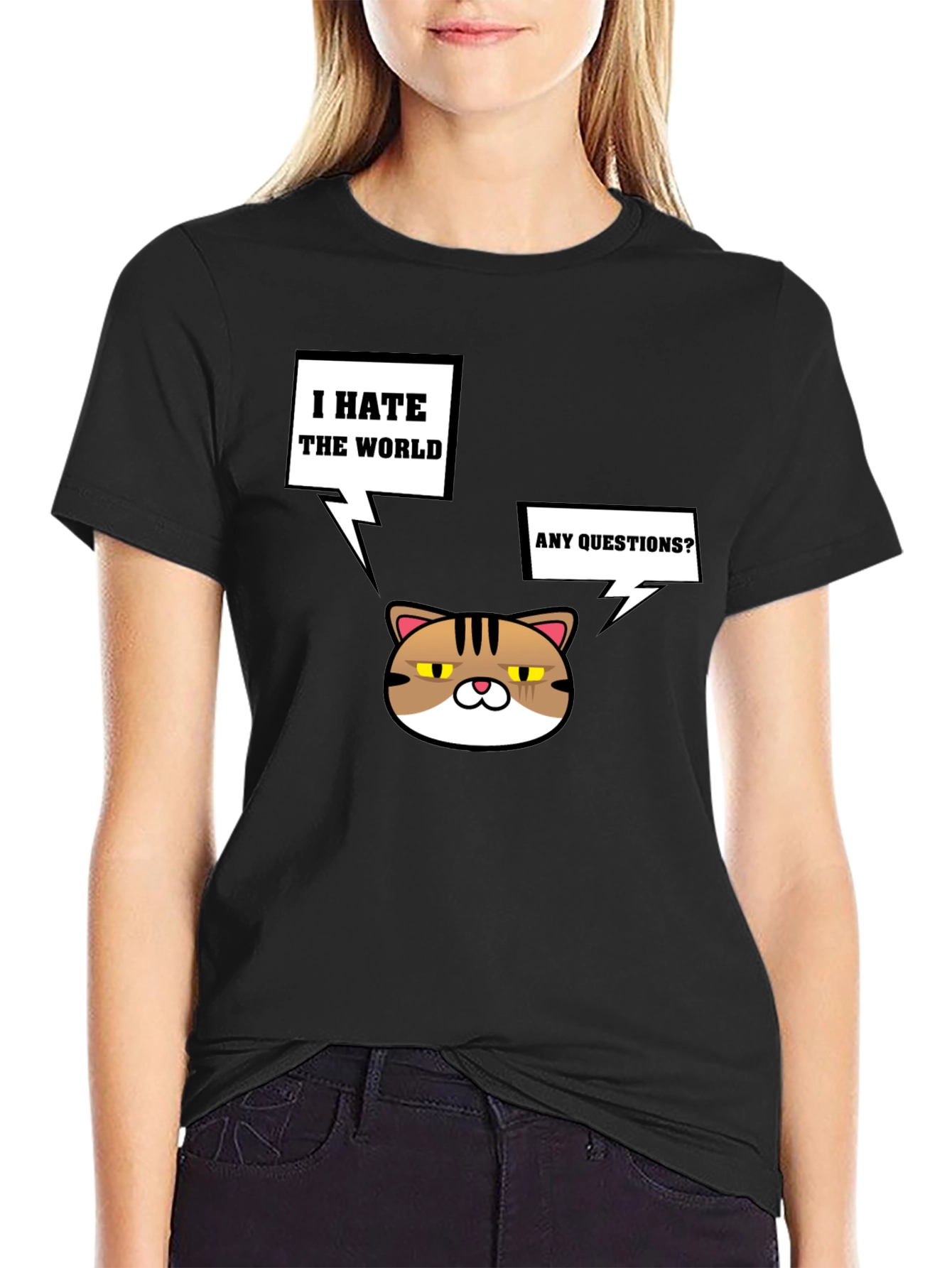 Grumpy Cat I Hate the World Black T-Shirt