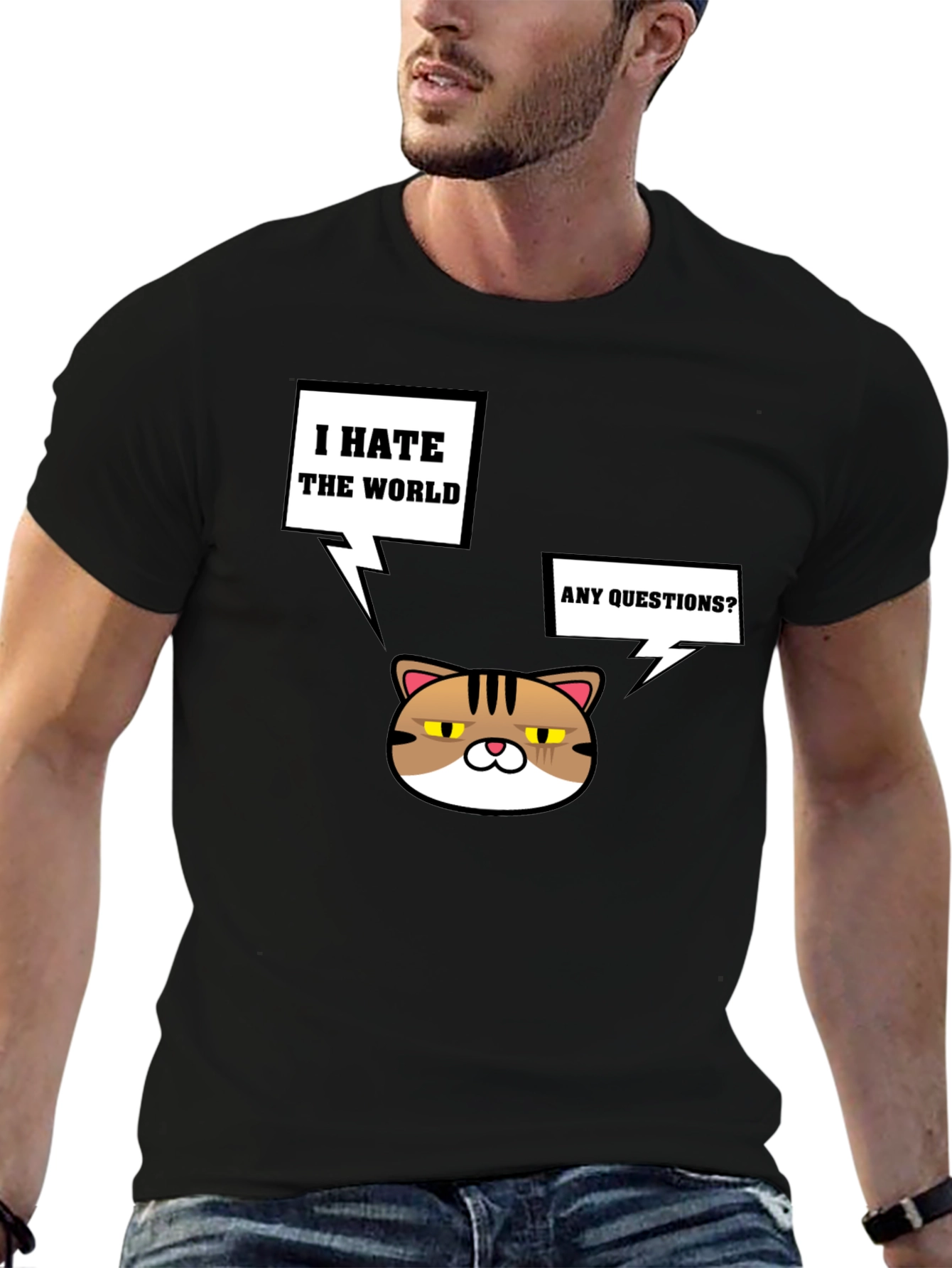 Grumpy Cat I Hate the World Black T-Shirt