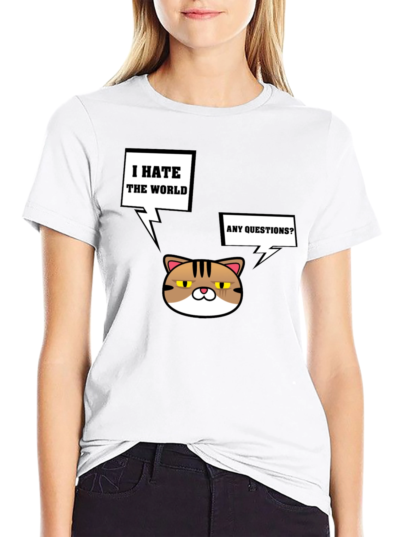 Grumpy Cat I Hate the World Black T-Shirt