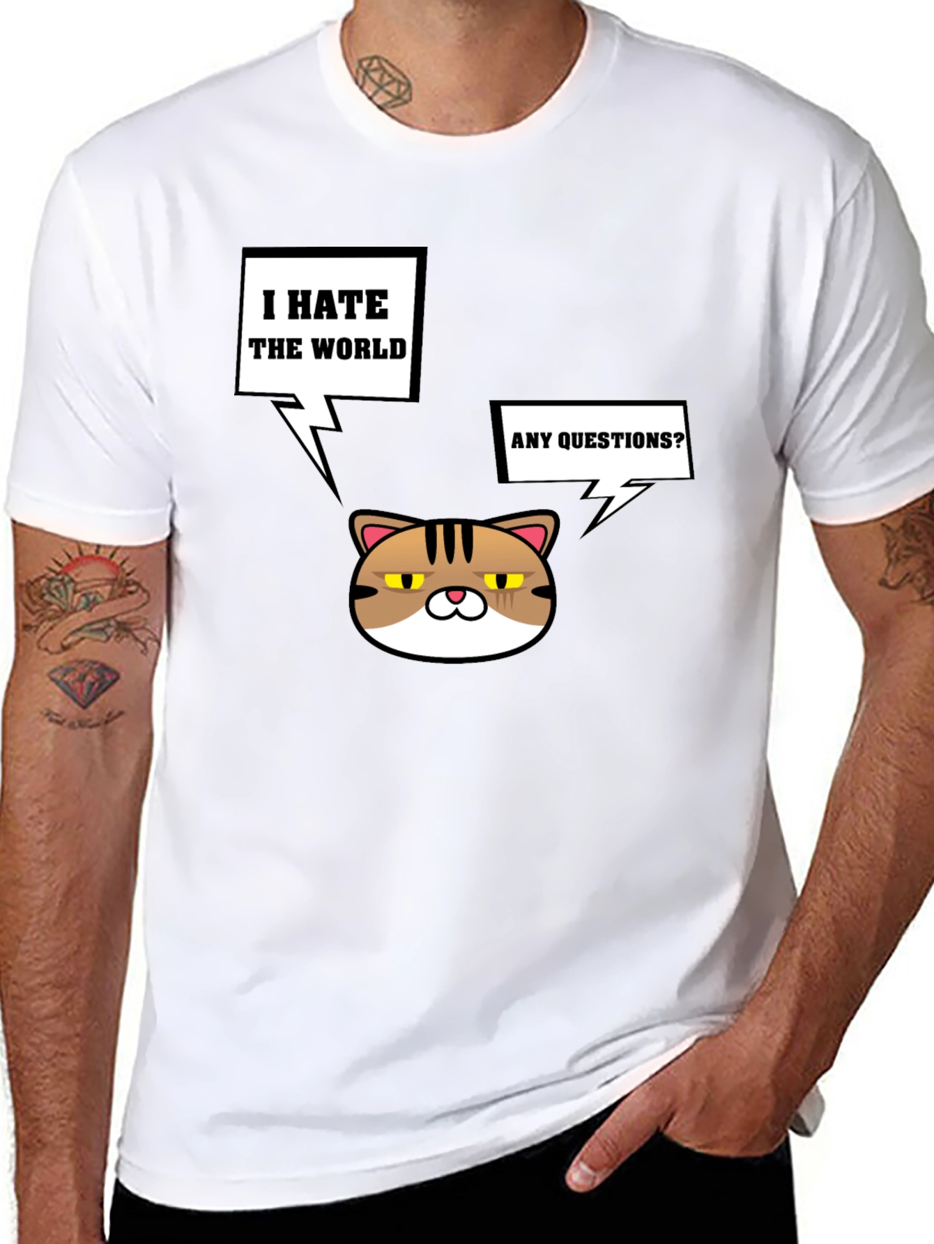 Grumpy Cat I Hate the World Black T-Shirt