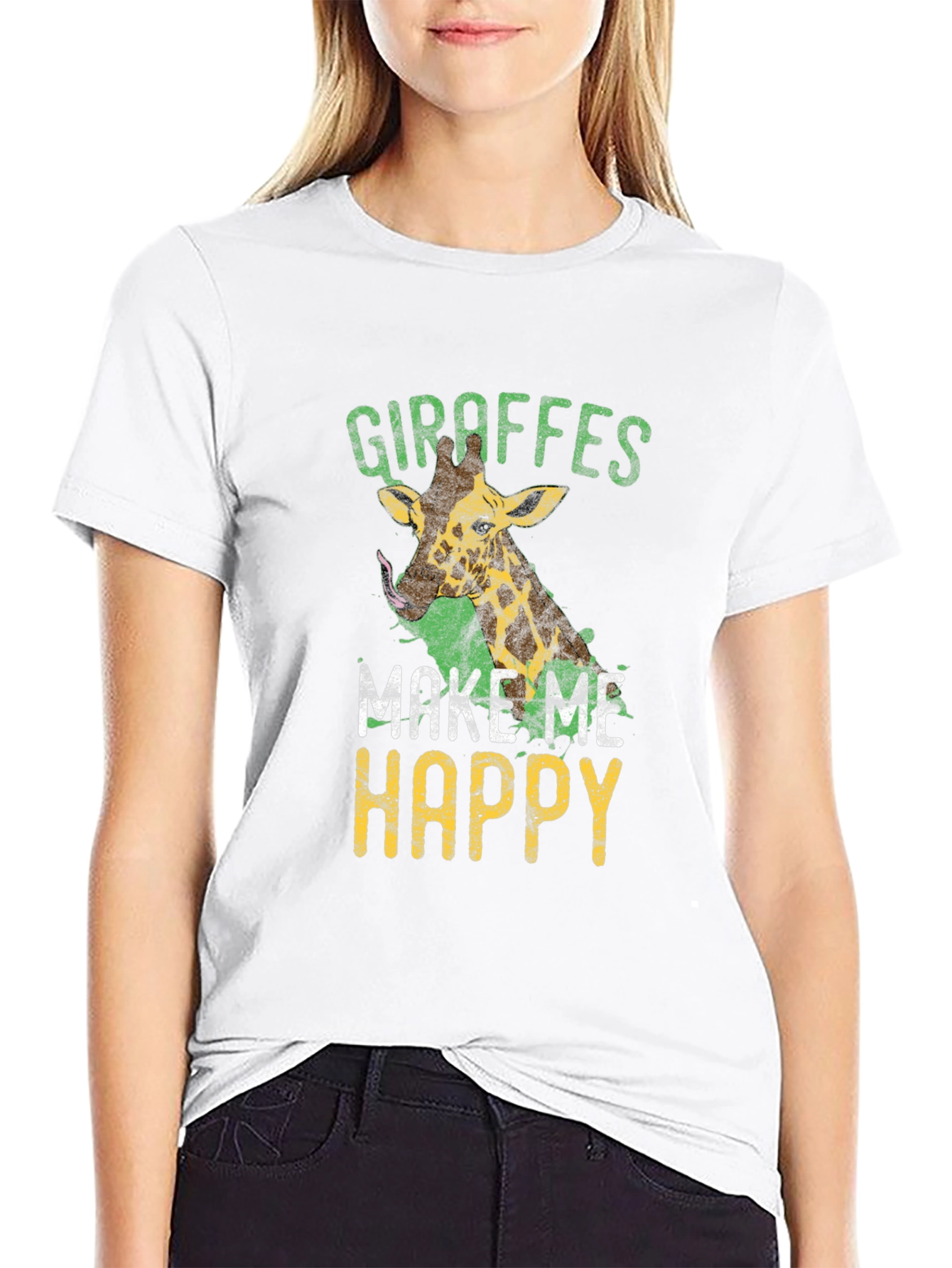 Giraffe Lover T-Shirt - Makes Me Happy