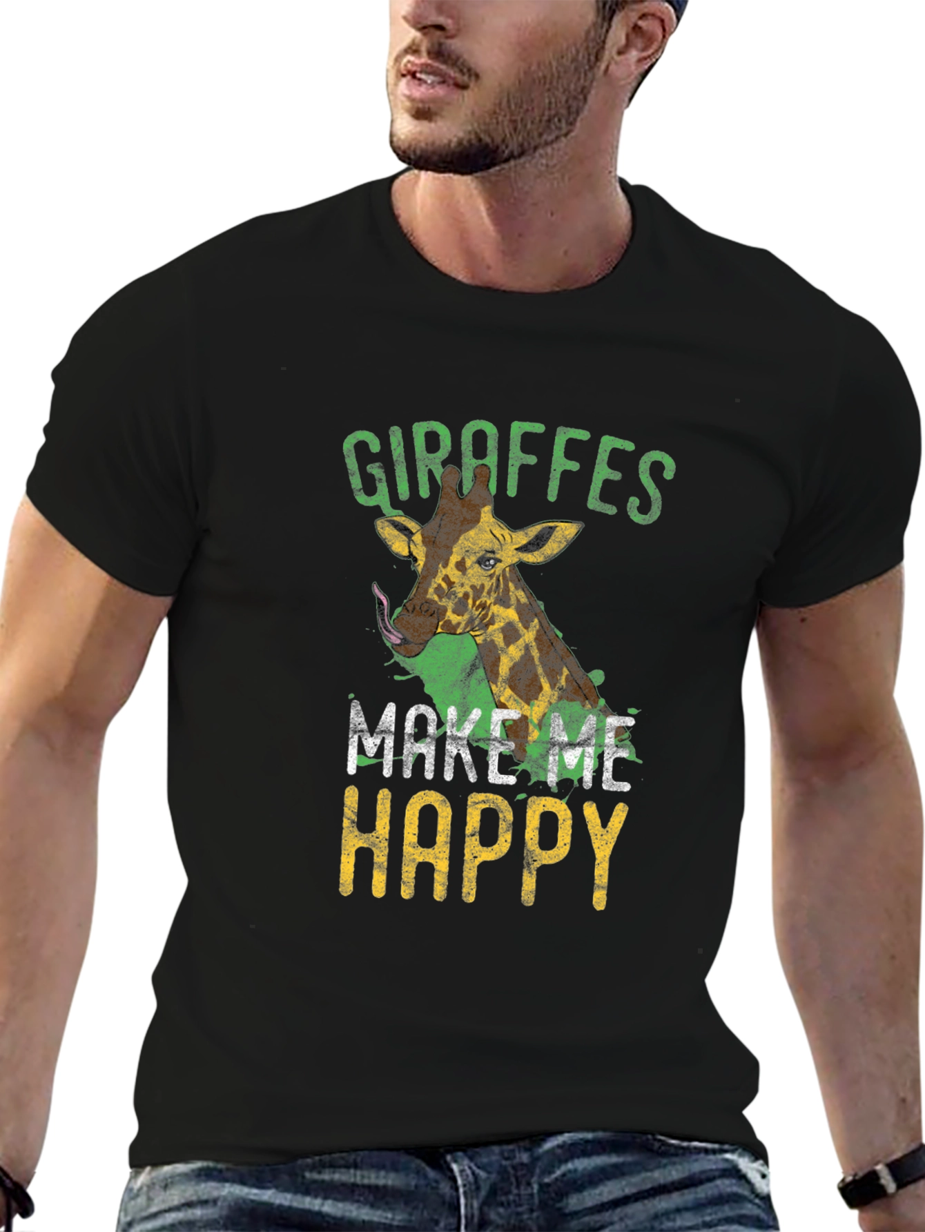 Giraffe Lover T-Shirt - Makes Me Happy