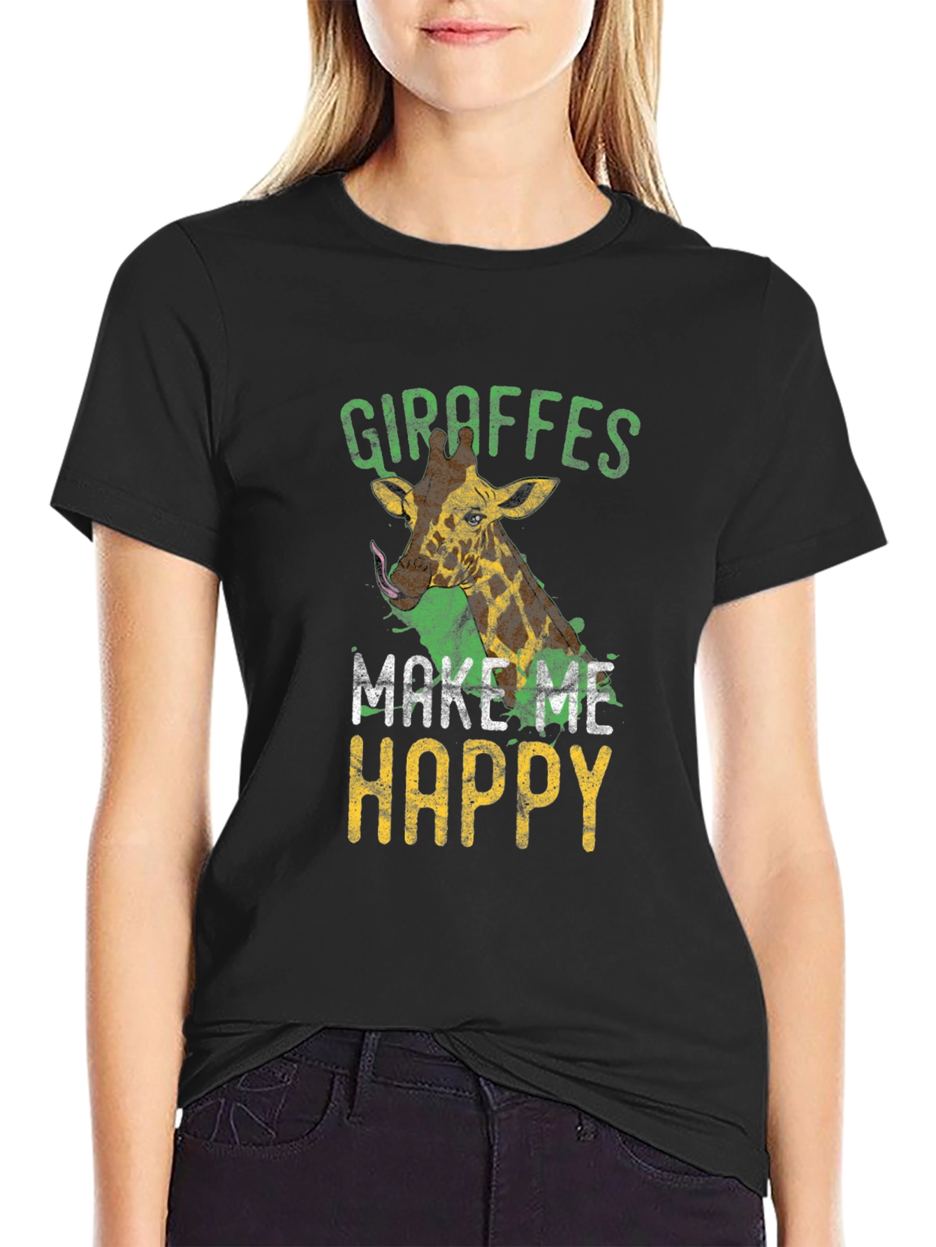 Giraffe Lover T-Shirt - Makes Me Happy