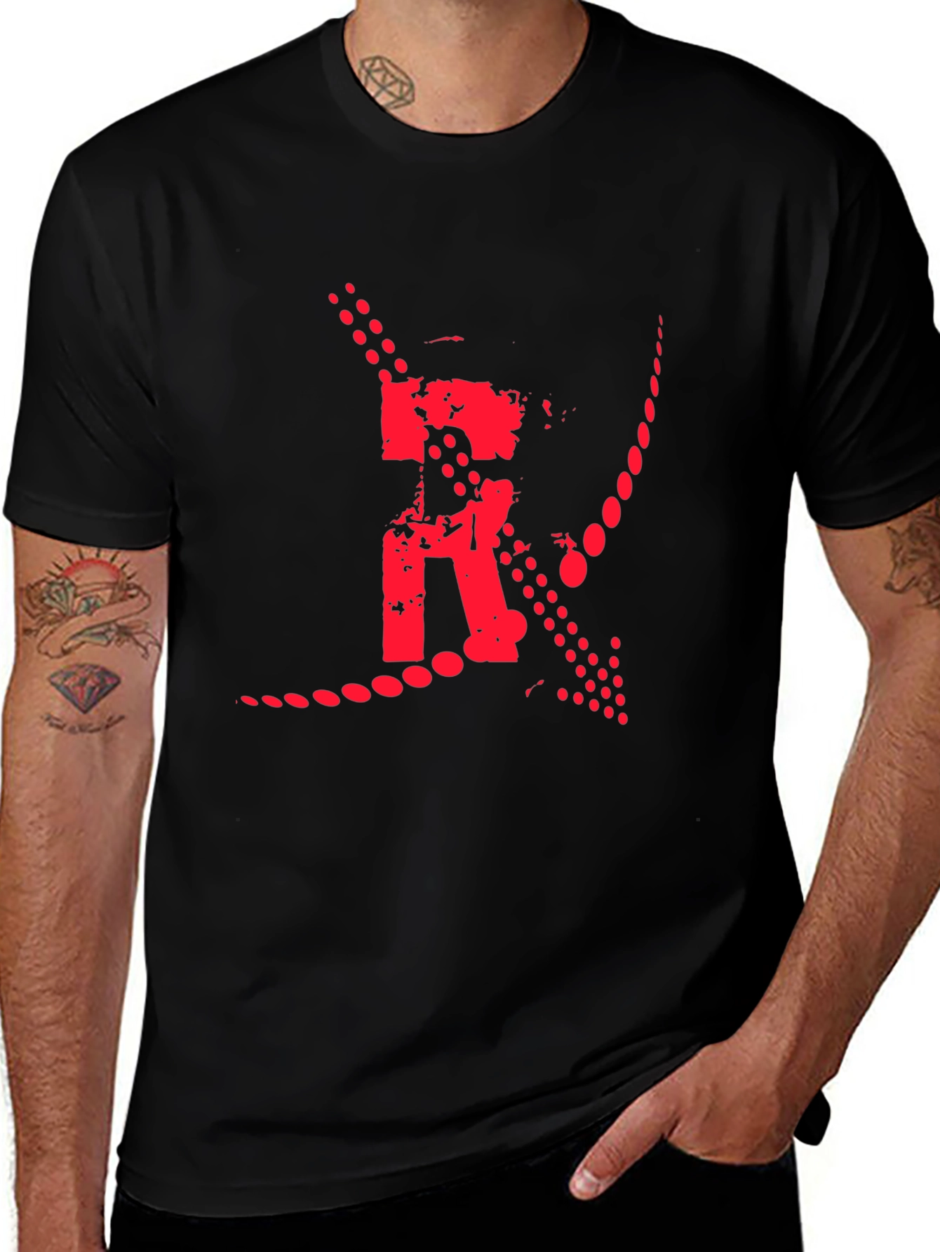 Bold Graphic Print Tee - Black
