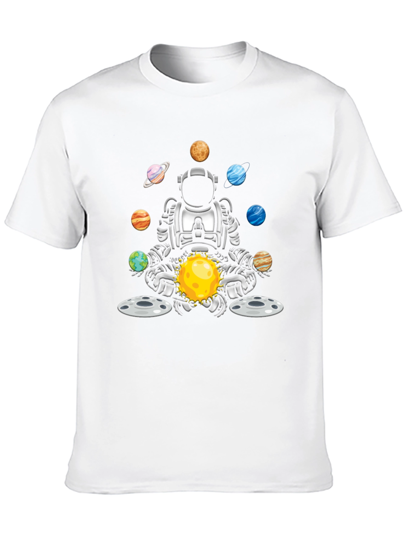Astronaut Juggling Planets Black T-Shirt