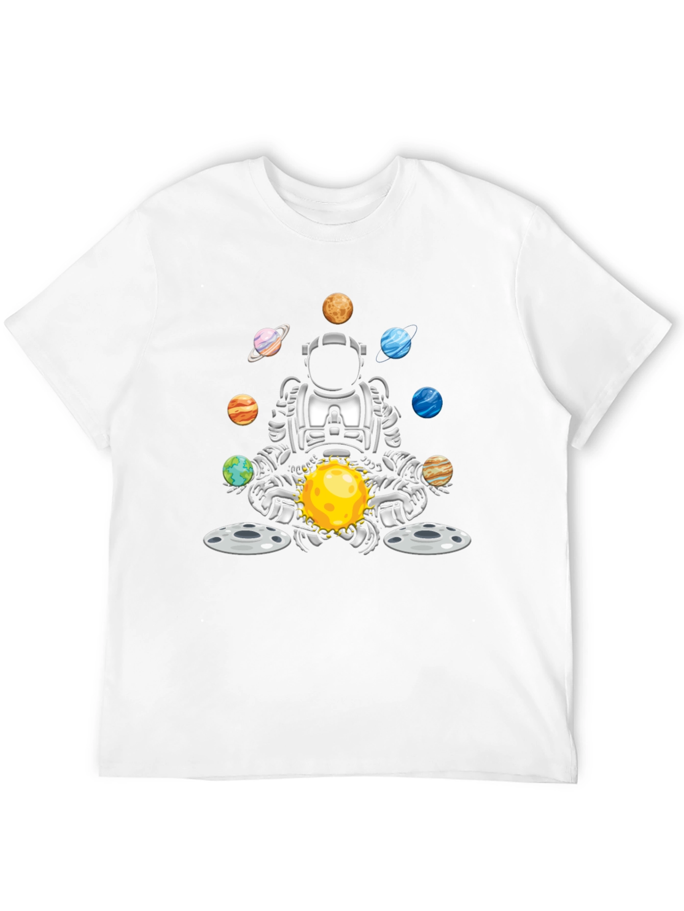 Astronaut Juggling Planets Black T-Shirt