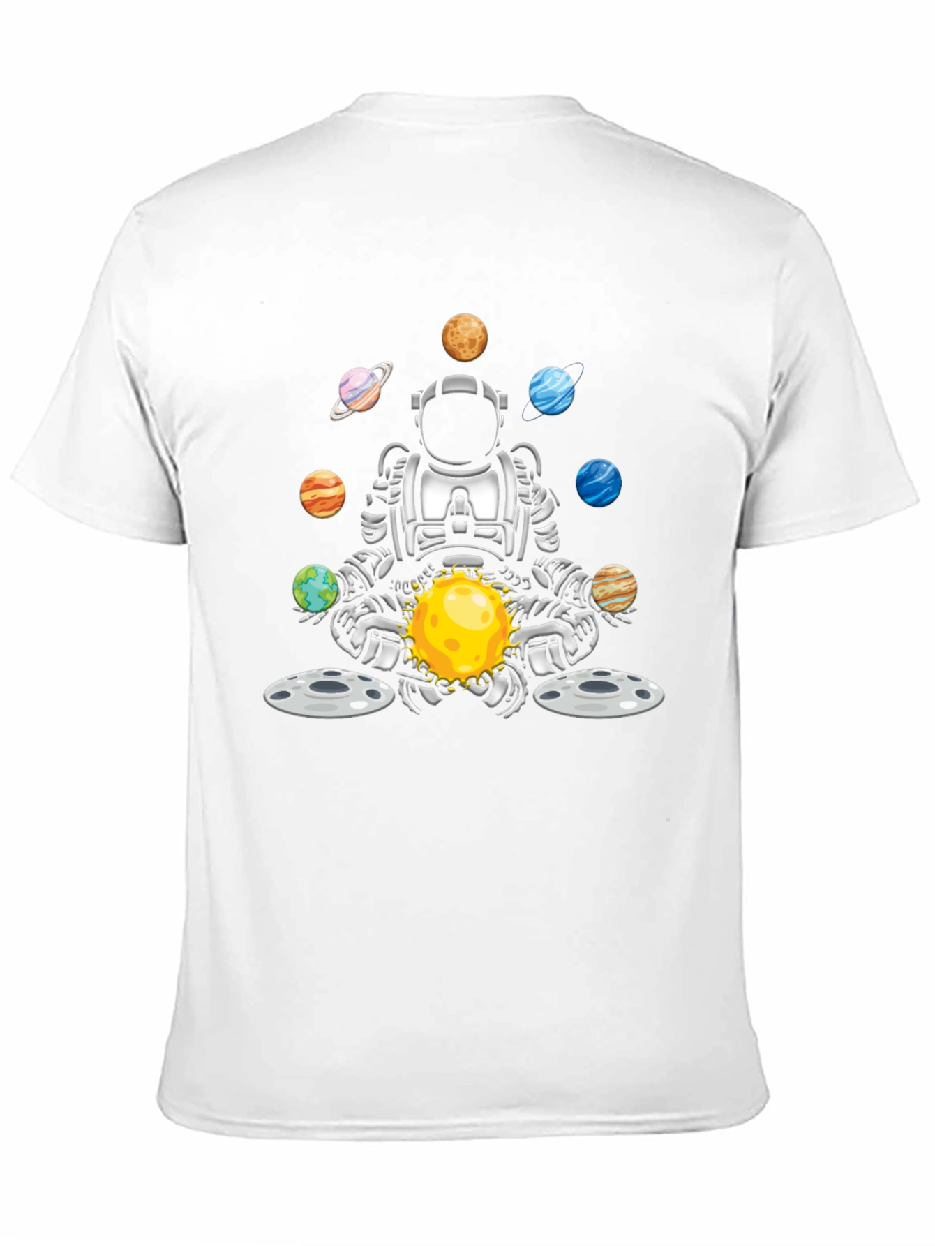 Astronaut Juggling Planets Black T-Shirt