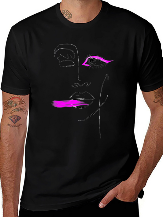 Abstract Face Graphic Tee - Black