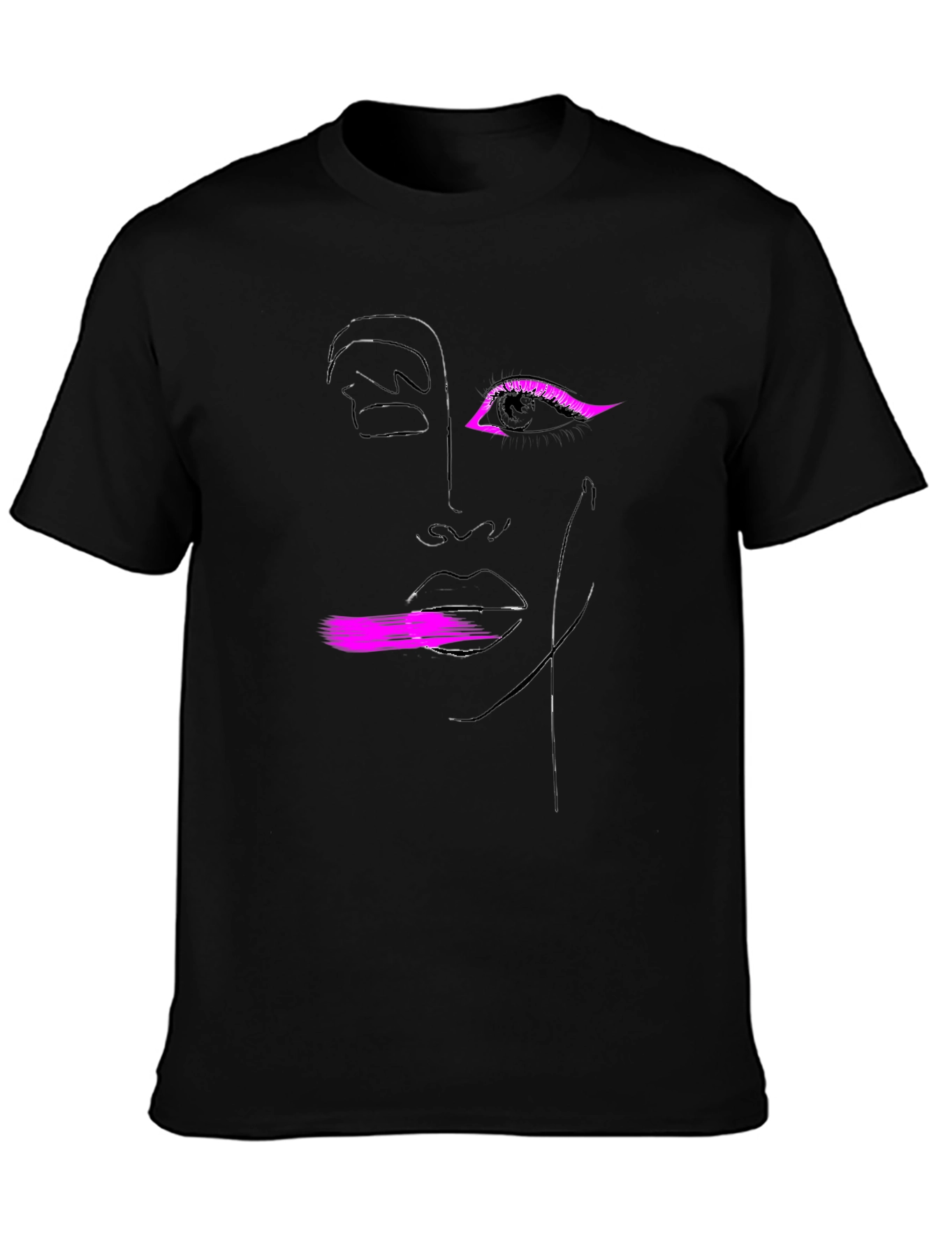 Abstract Face Graphic Tee - Black