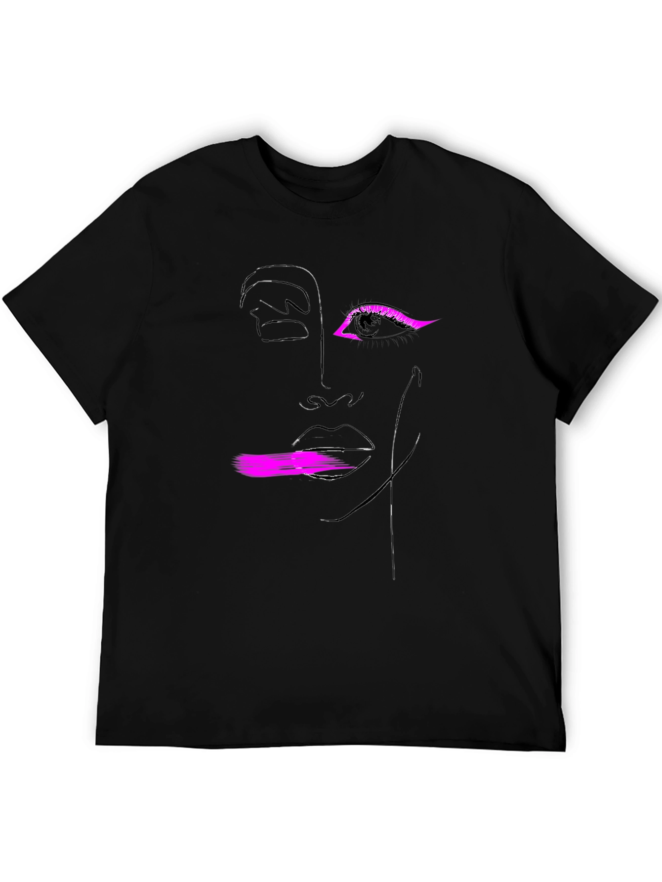 Abstract Face Graphic Tee - Black
