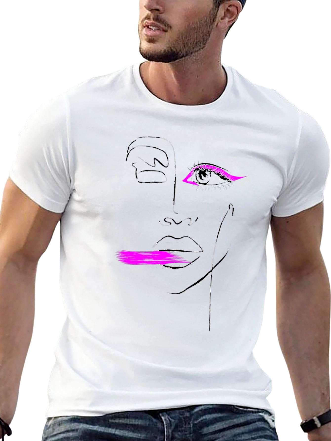 Abstract Face Graphic Tee - Black