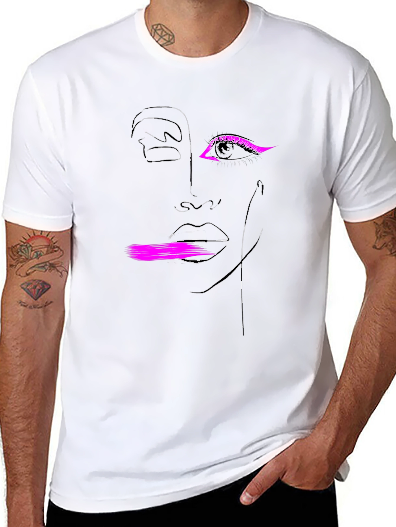 Abstract Face Graphic Tee - Black