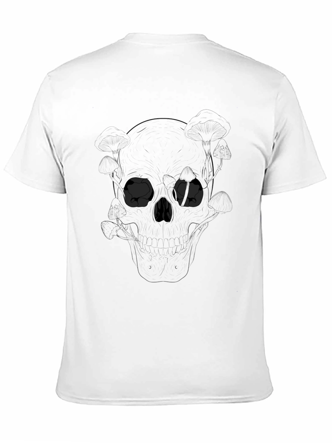 Mens Black Skull & Mushroom Graphic Tee