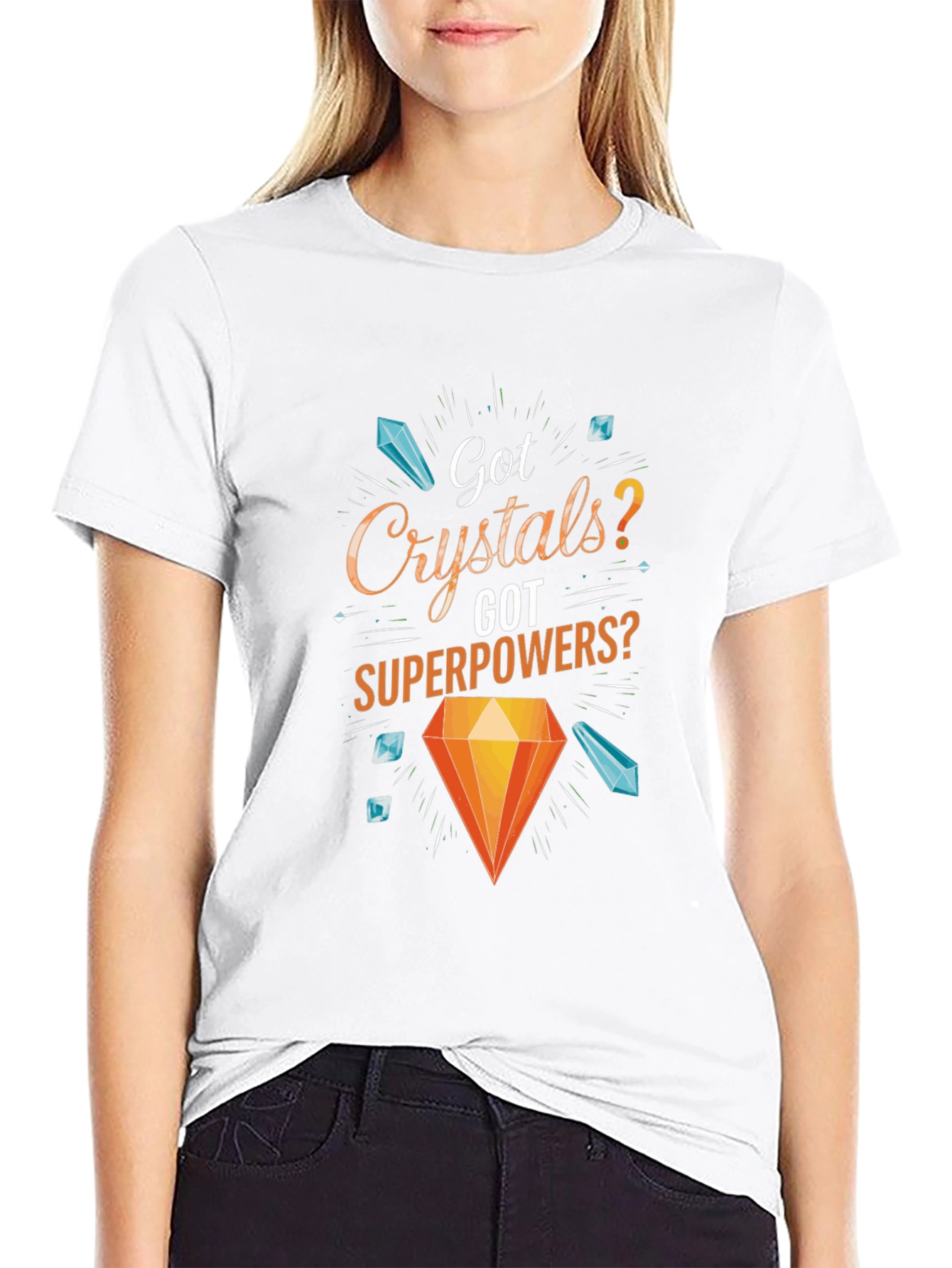 Crystals Superpowers Graphic T-Shirt - Black