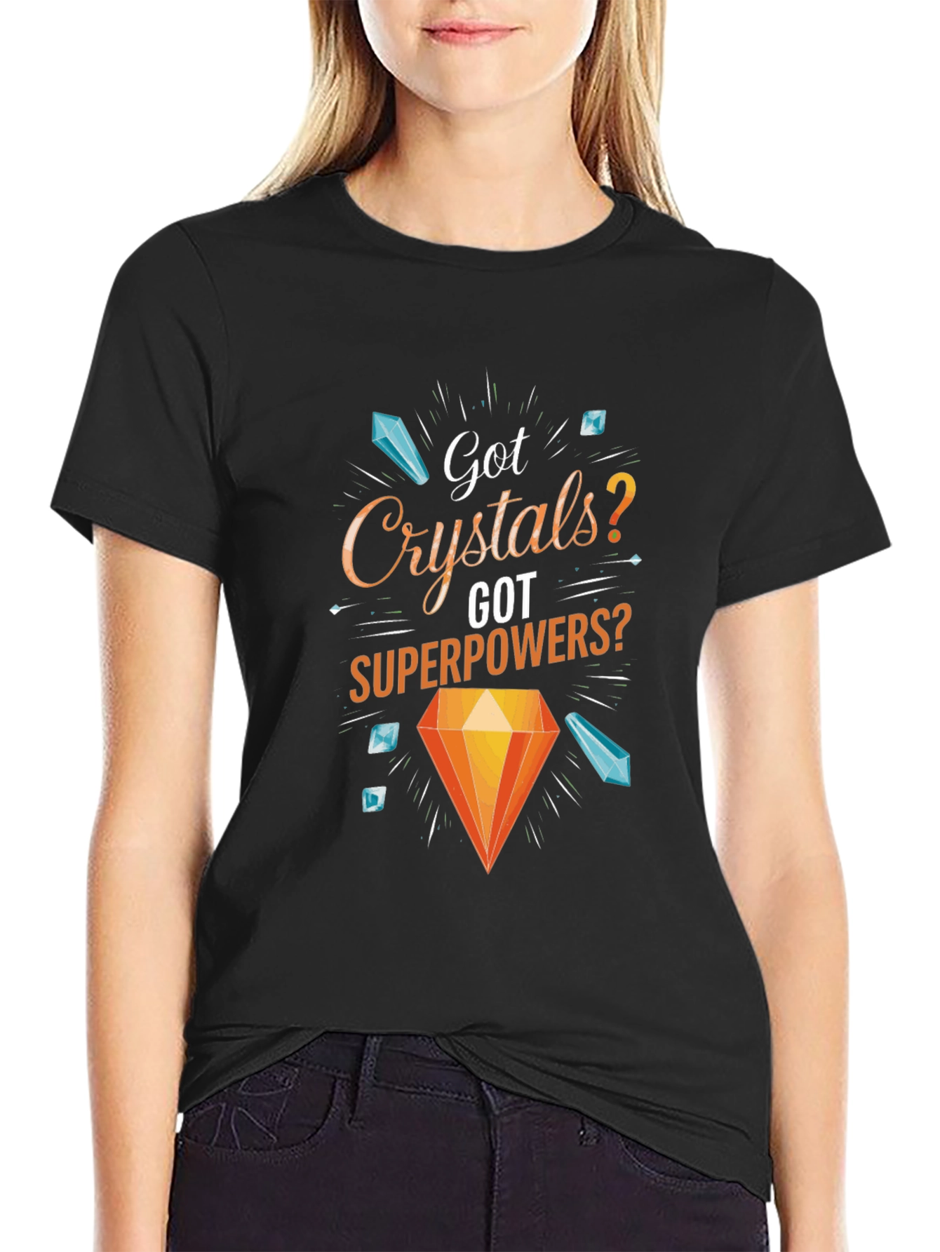 Crystals Superpowers Graphic T-Shirt - Black
