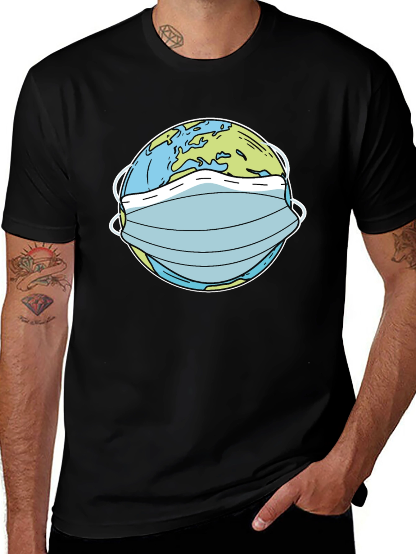 Masked Earth Graphic Tee - Protect Our Planet