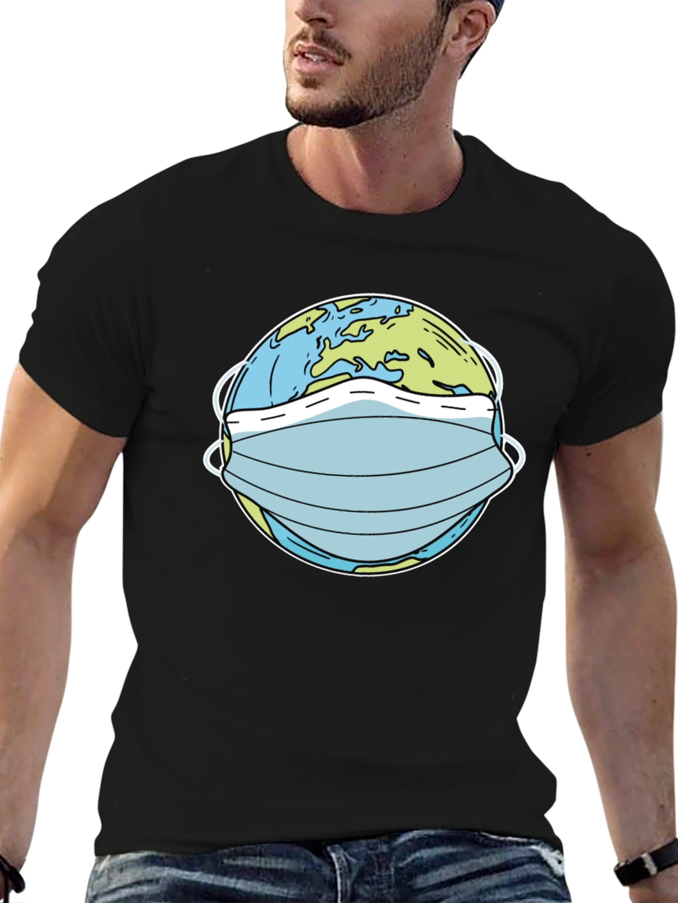Masked Earth Graphic Tee - Protect Our Planet