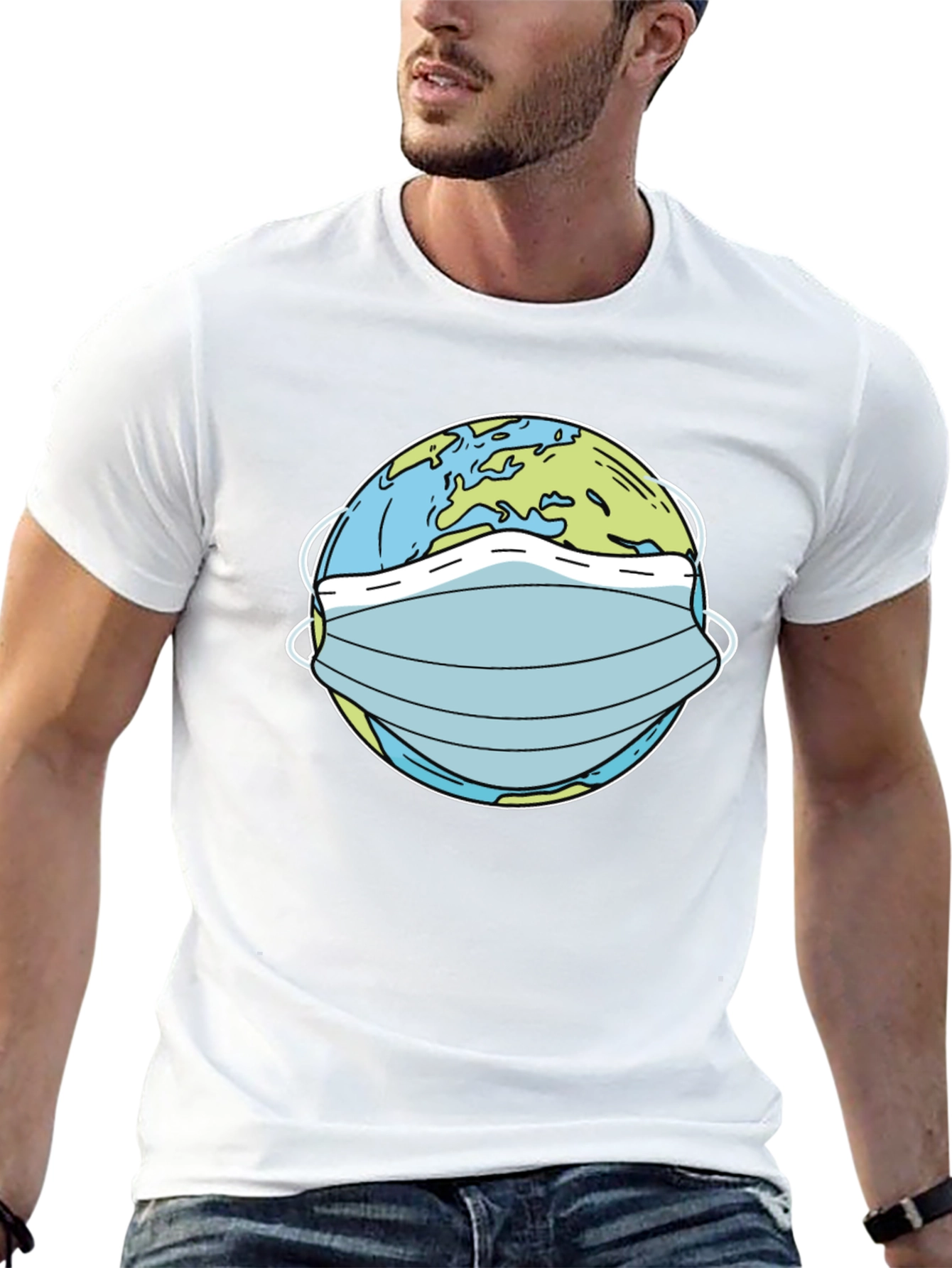 Masked Earth Graphic Tee - Protect Our Planet