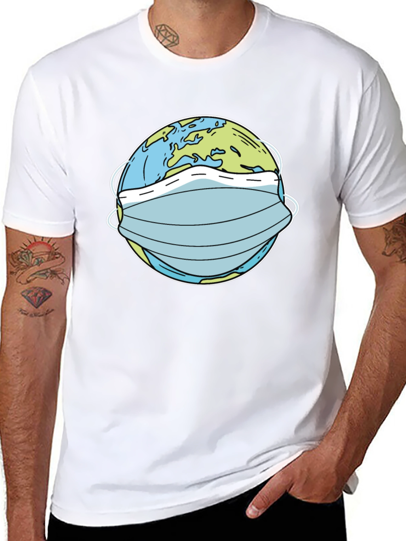 Masked Earth Graphic Tee - Protect Our Planet