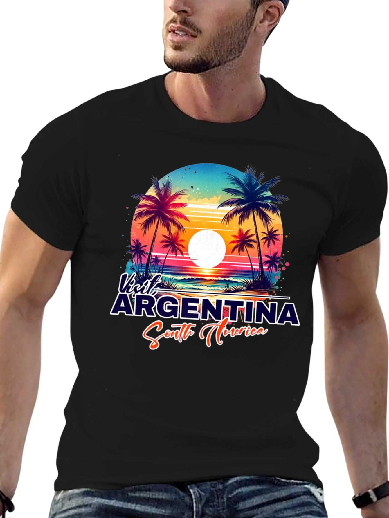 Visit Argentina Graphic T-Shirt - Summer Beach Design