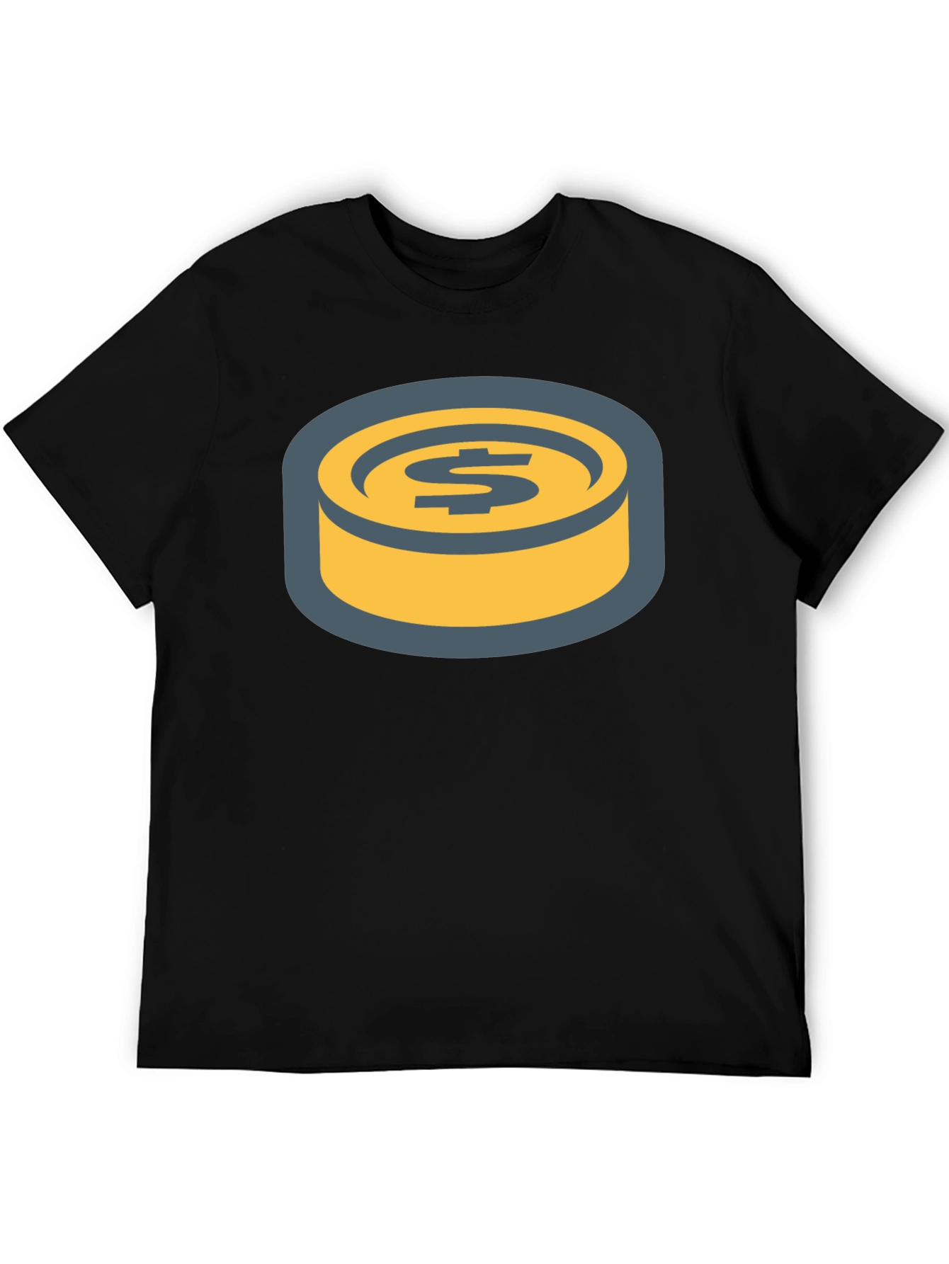 Dollar Coin Graphic Tee - Black Cotton T-Shirt