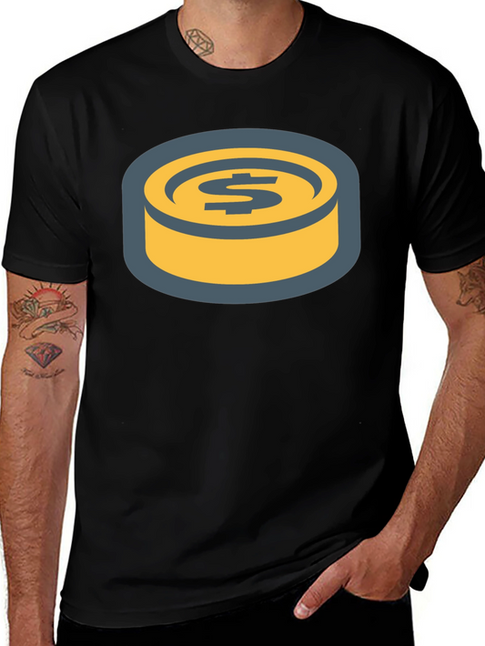 Dollar Coin Graphic Tee - Black Cotton T-Shirt