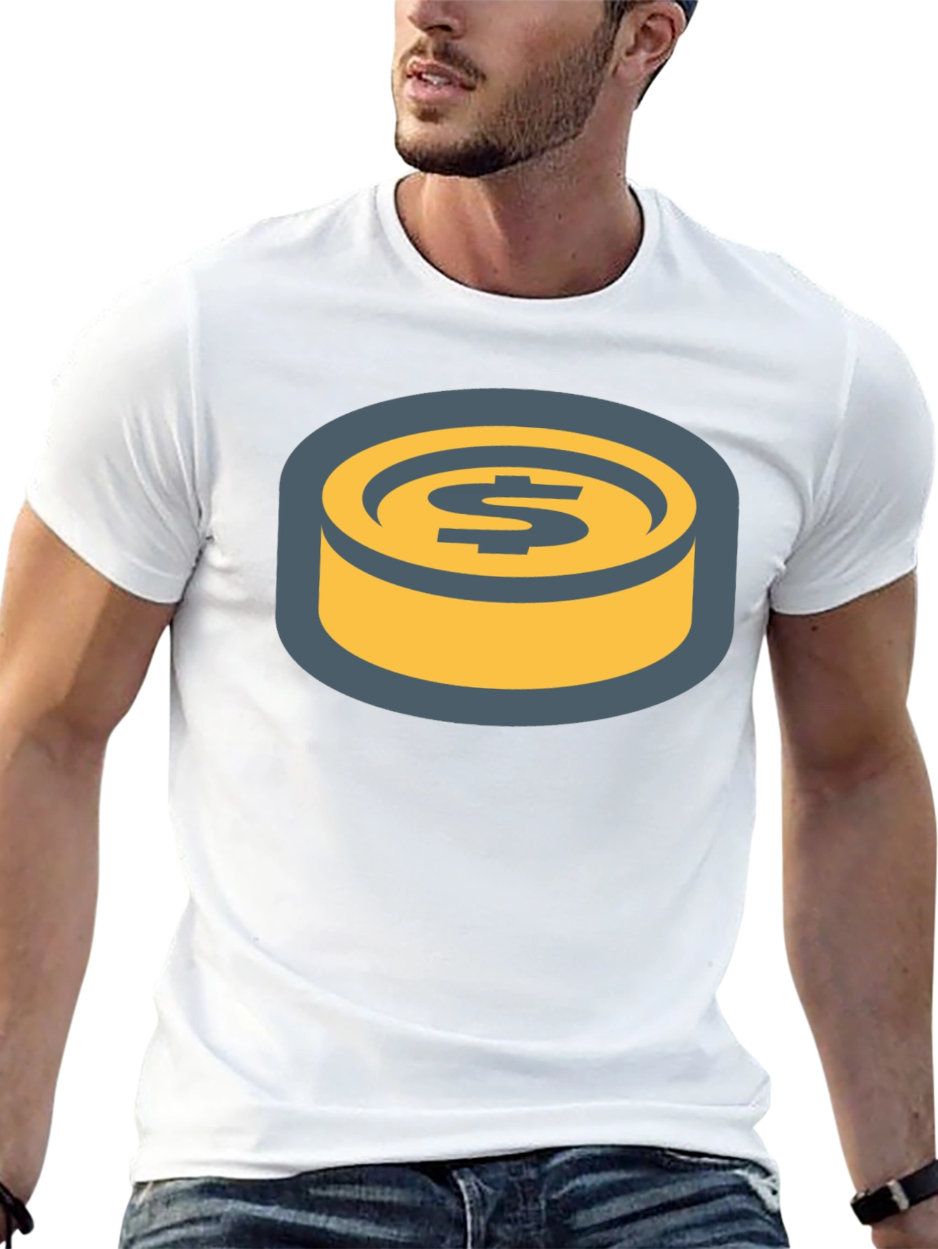 Dollar Coin Graphic Tee - Black Cotton T-Shirt