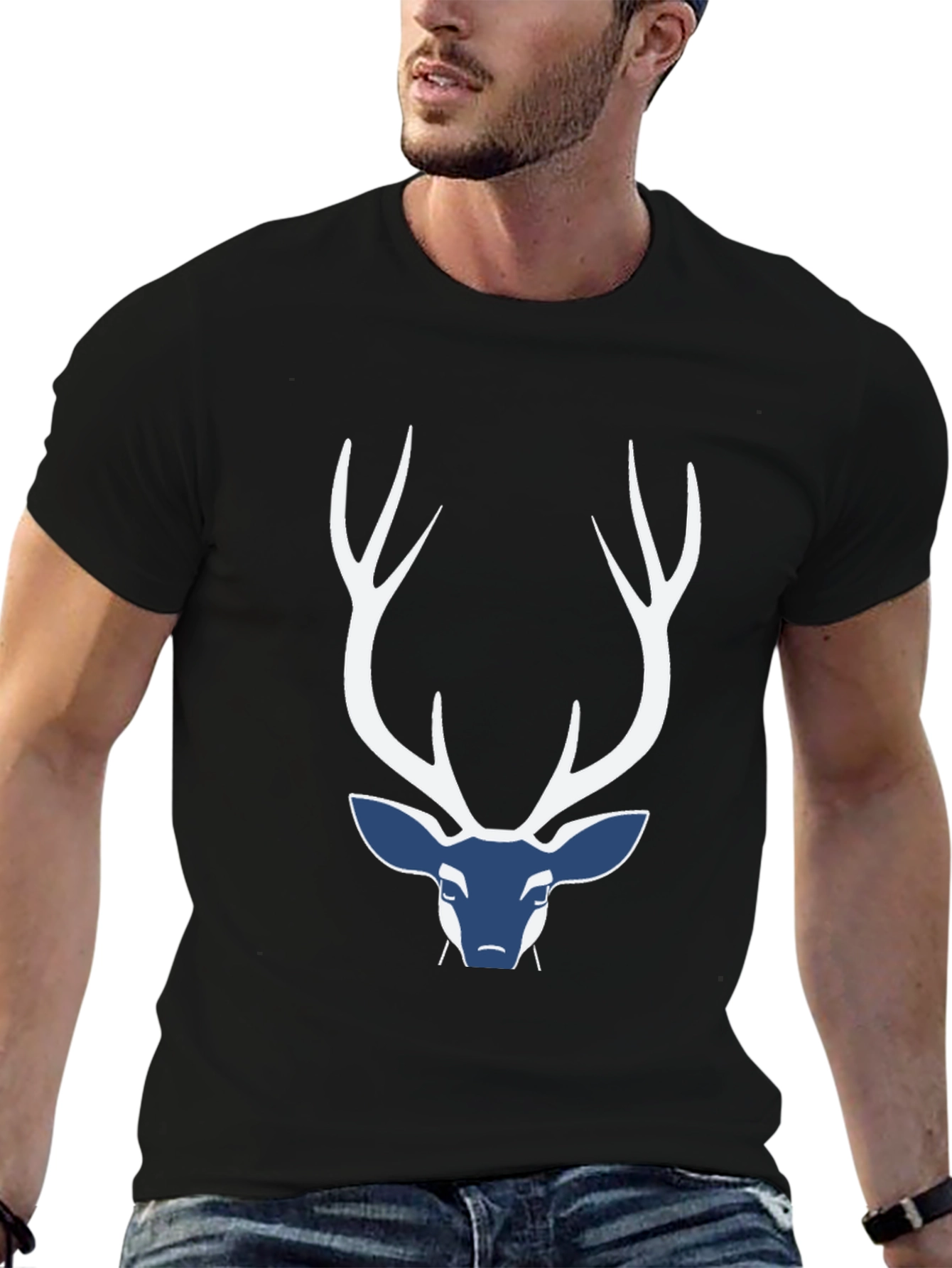 Deer Graphic Mens Black T-Shirt