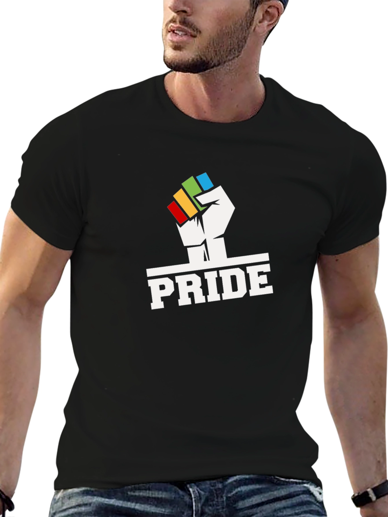 Pride Fist Graphic Tee - Black Cotton Blend