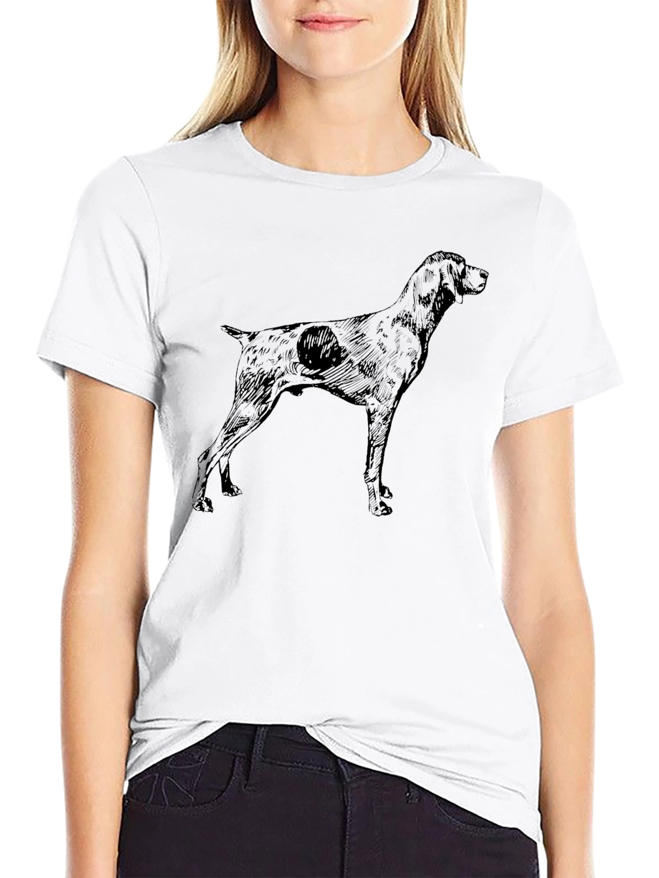 Dog Graphic Tee - Black Cotton Blend Shirt