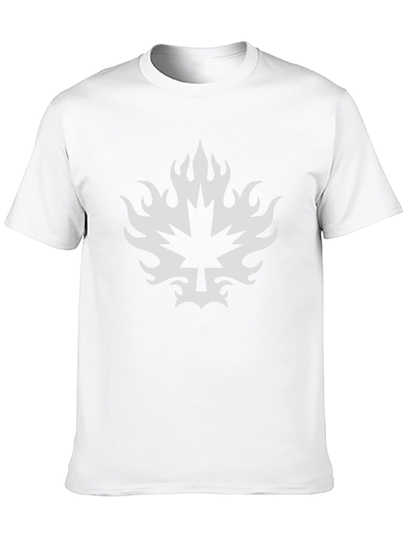 Maple Leaf Flame Graphic Tee - Black Cotton T-Shirt