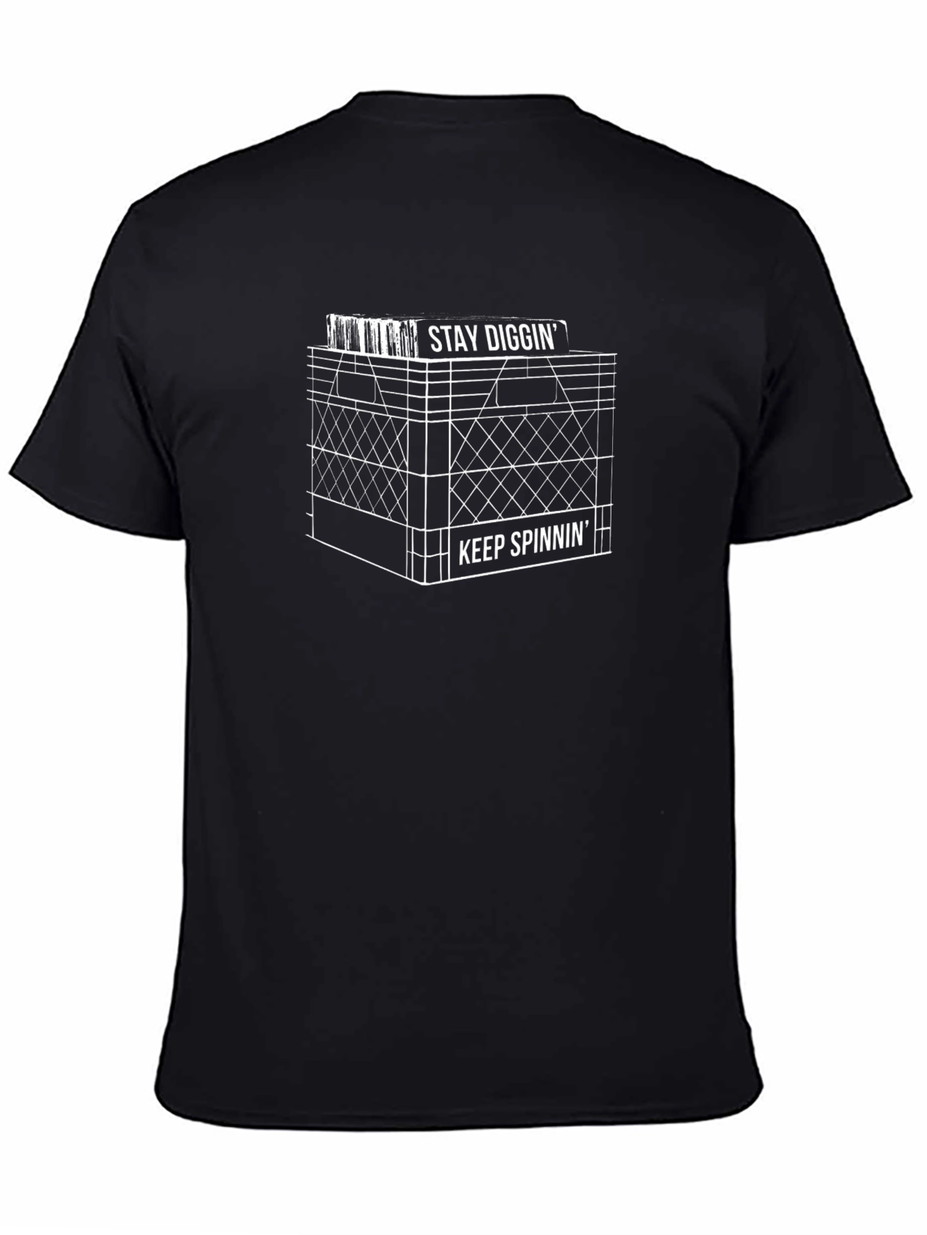 Stay Diggin Keep Spinnin Black Graphic Tee