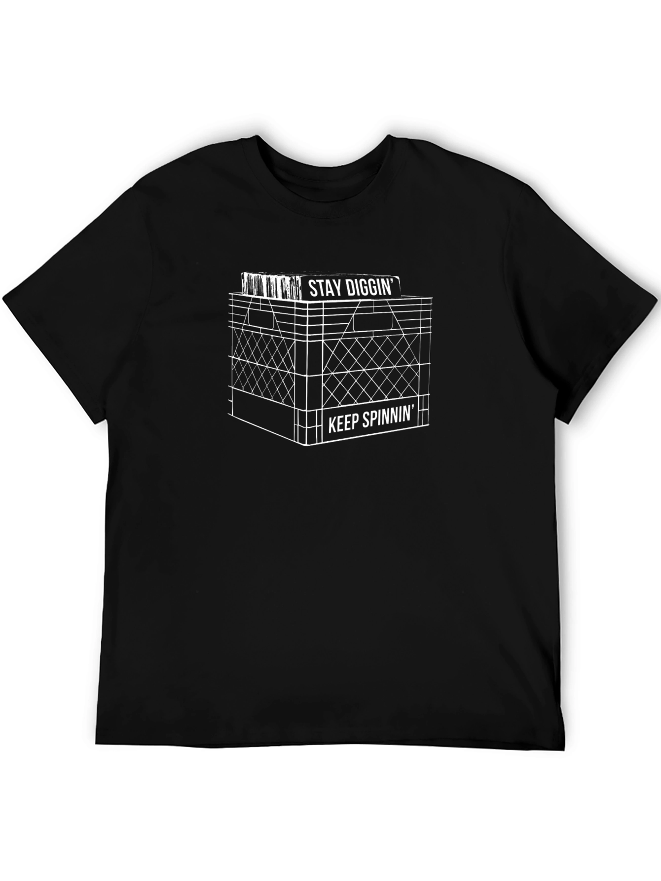 Stay Diggin Keep Spinnin Black Graphic Tee