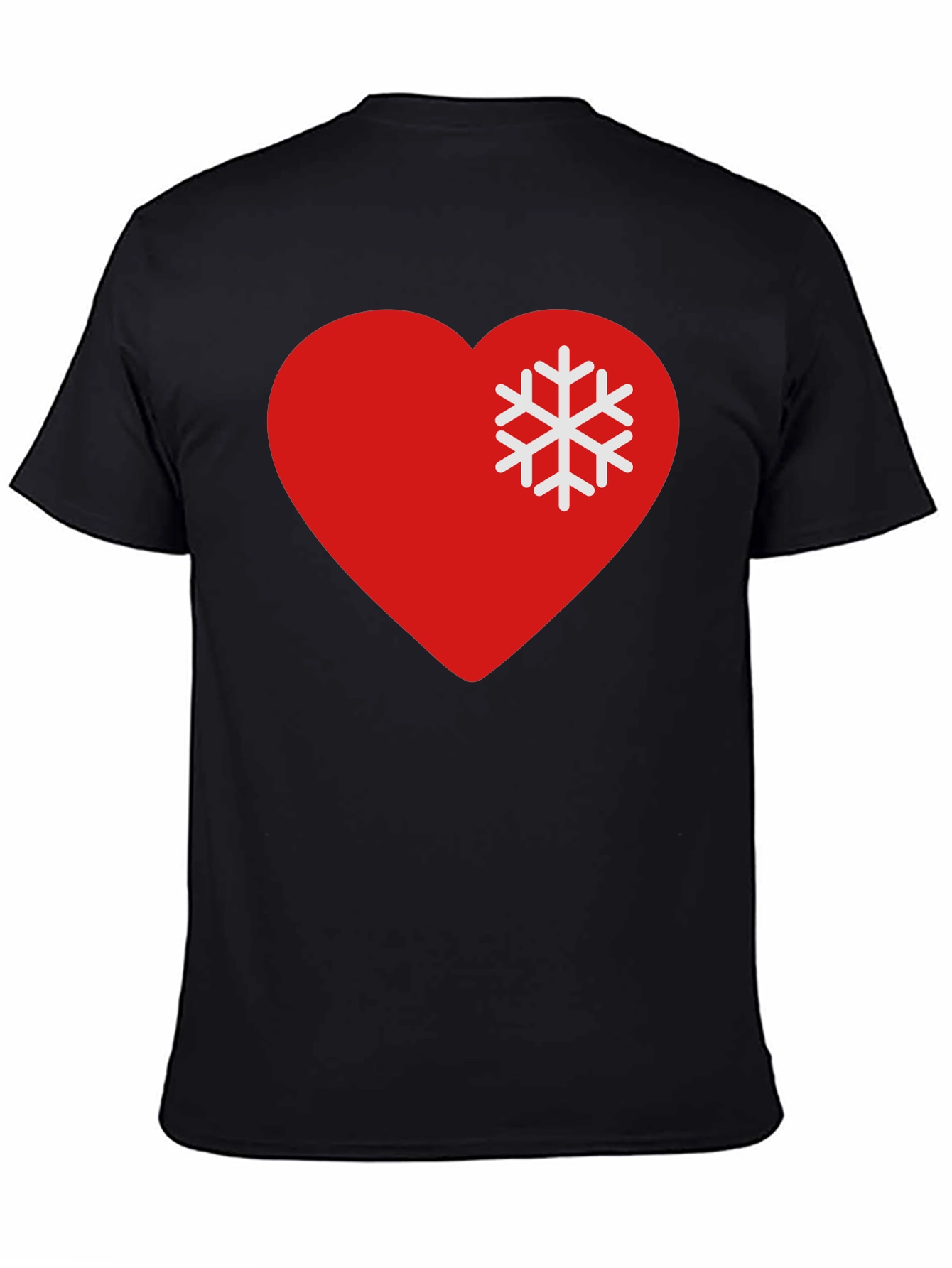 Heart Snowflake Graphic Tee - Black Casual T-Shirt