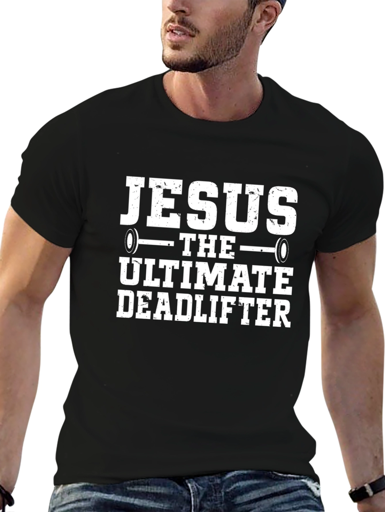 Jesus The Ultimate Deadlifter Black T-Shirt