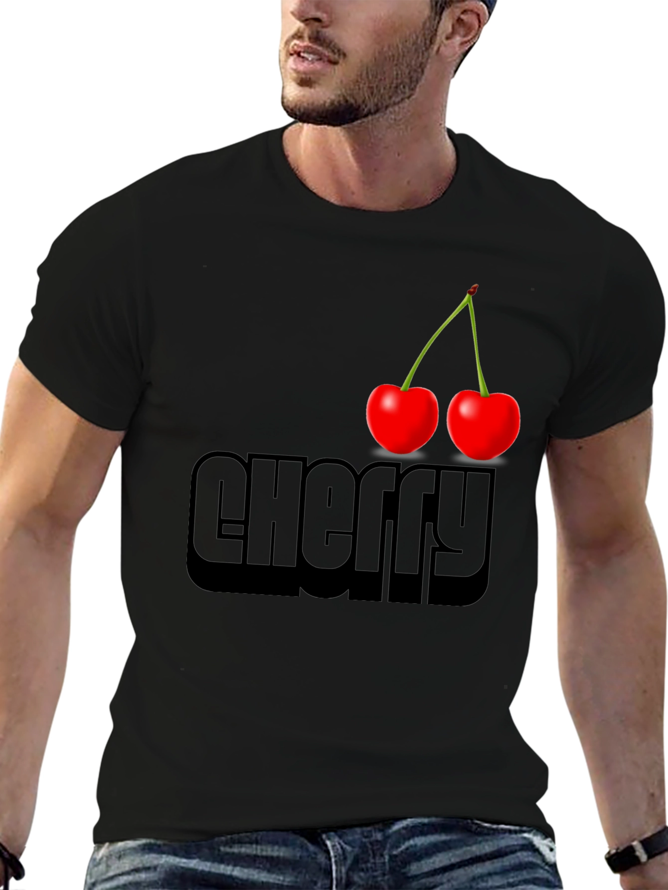 Cherry Graphic Black T-Shirt