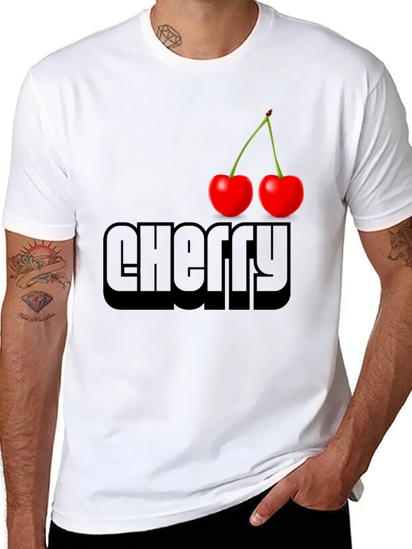 Cherry Graphic Black T-Shirt