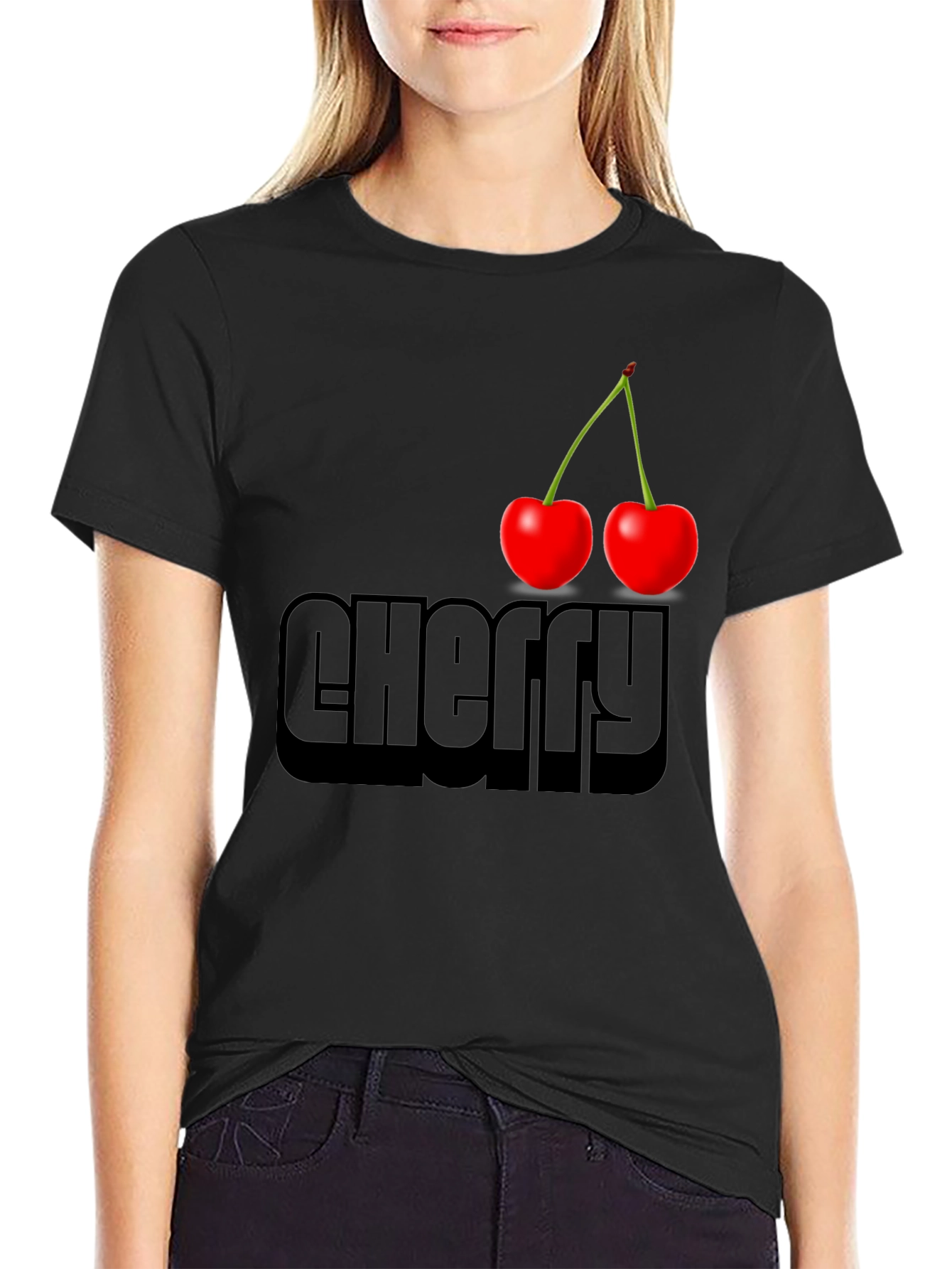 Cherry Graphic Black T-Shirt