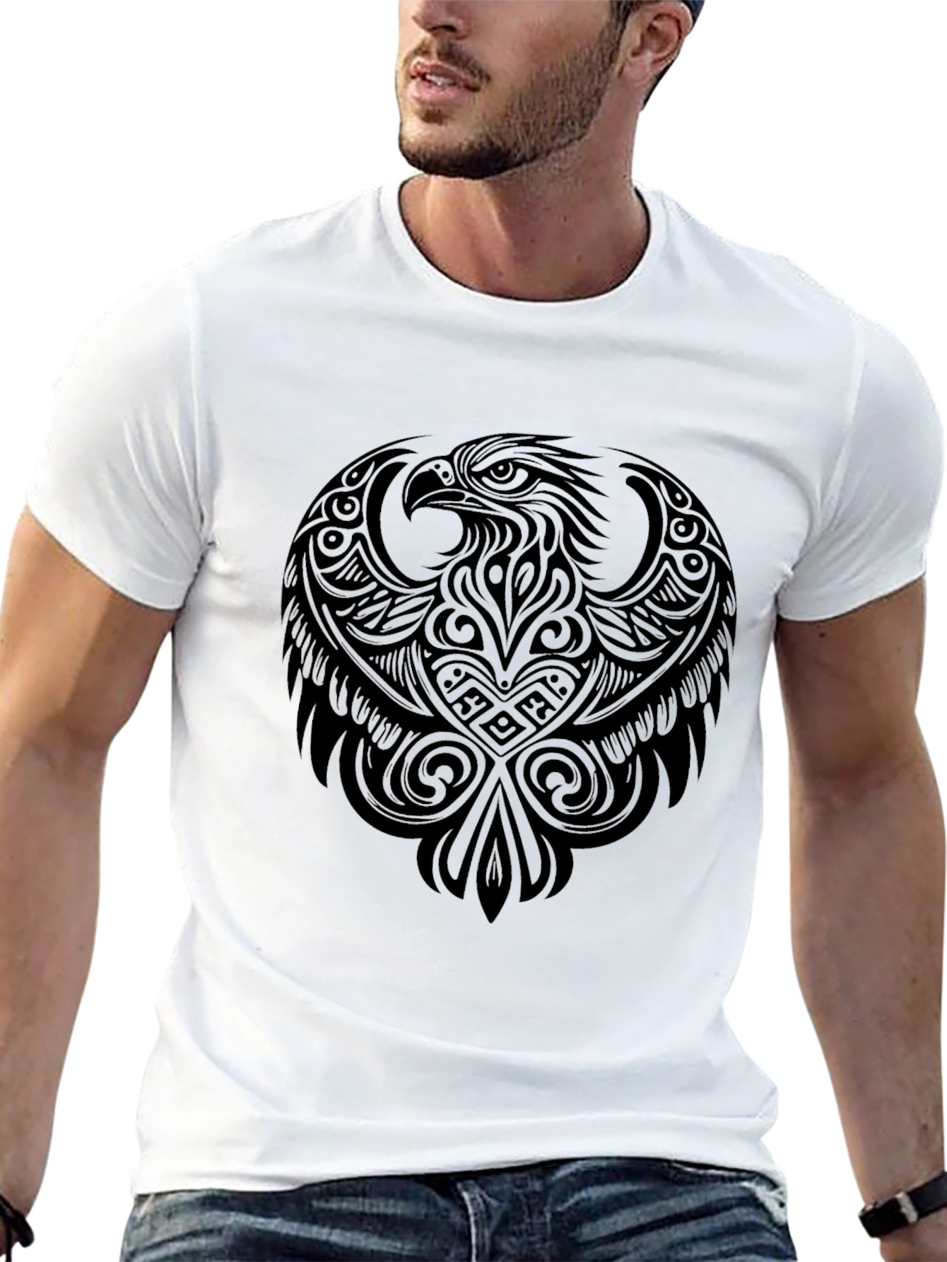 Tribal Eagle Graphic Black T-Shirt