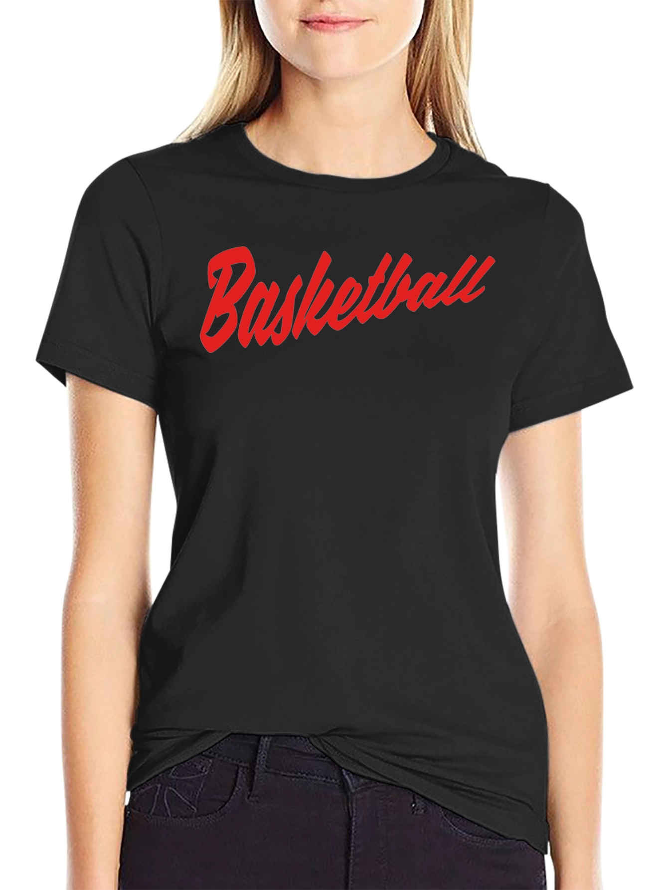 Basketball Graphic Tee - Red Print on Black