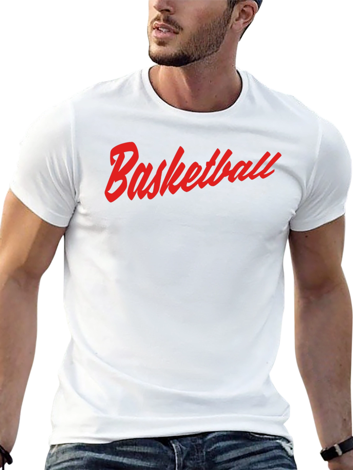 Basketball Graphic Tee - Red Print on Black