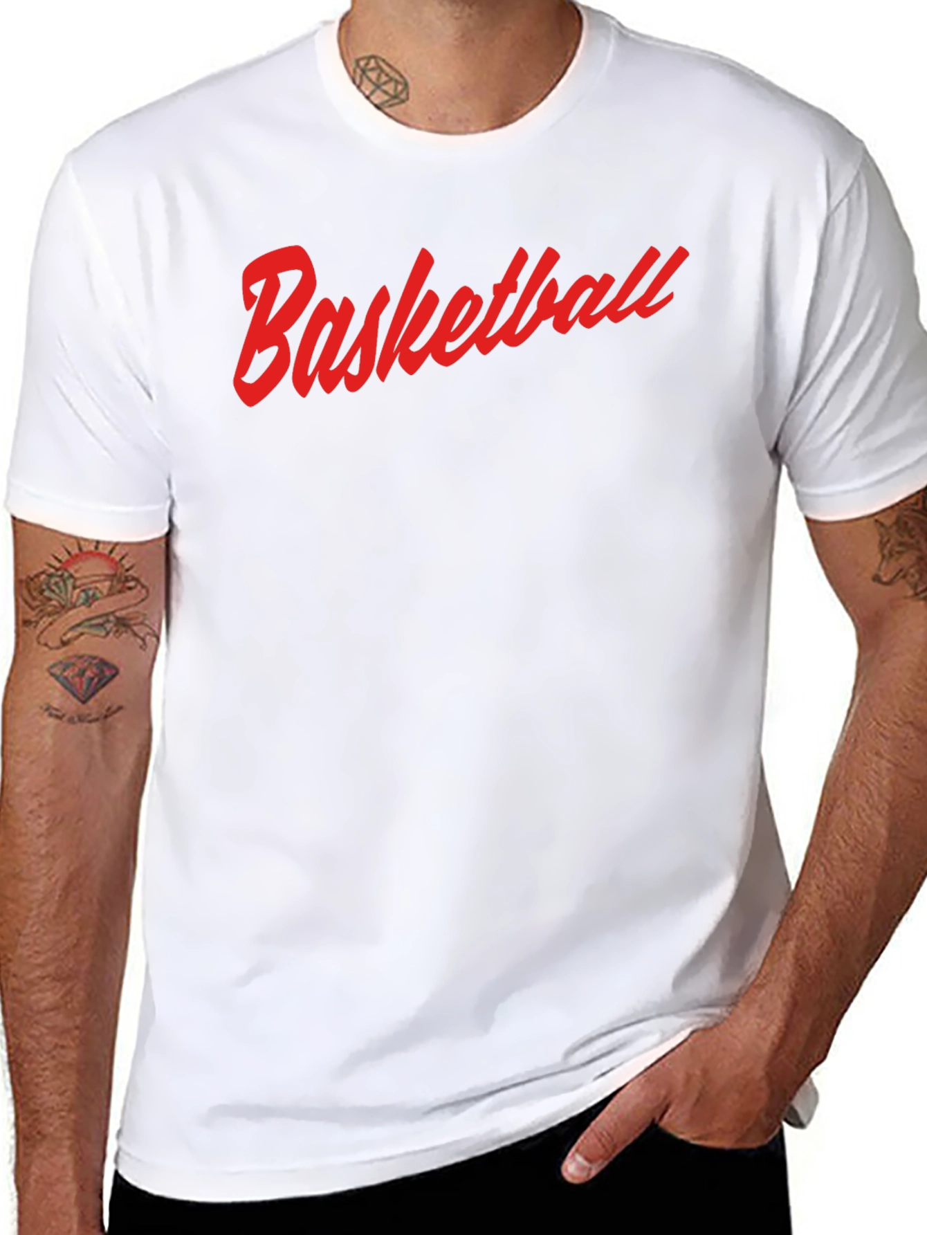 Basketball Graphic Tee - Red Print on Black