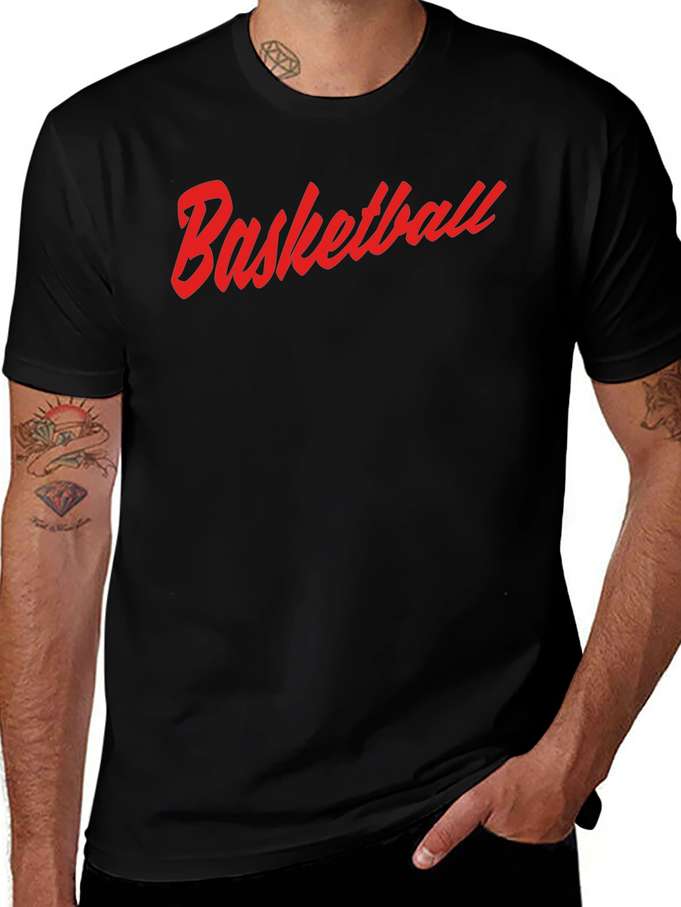 Basketball Graphic Tee - Red Print on Black