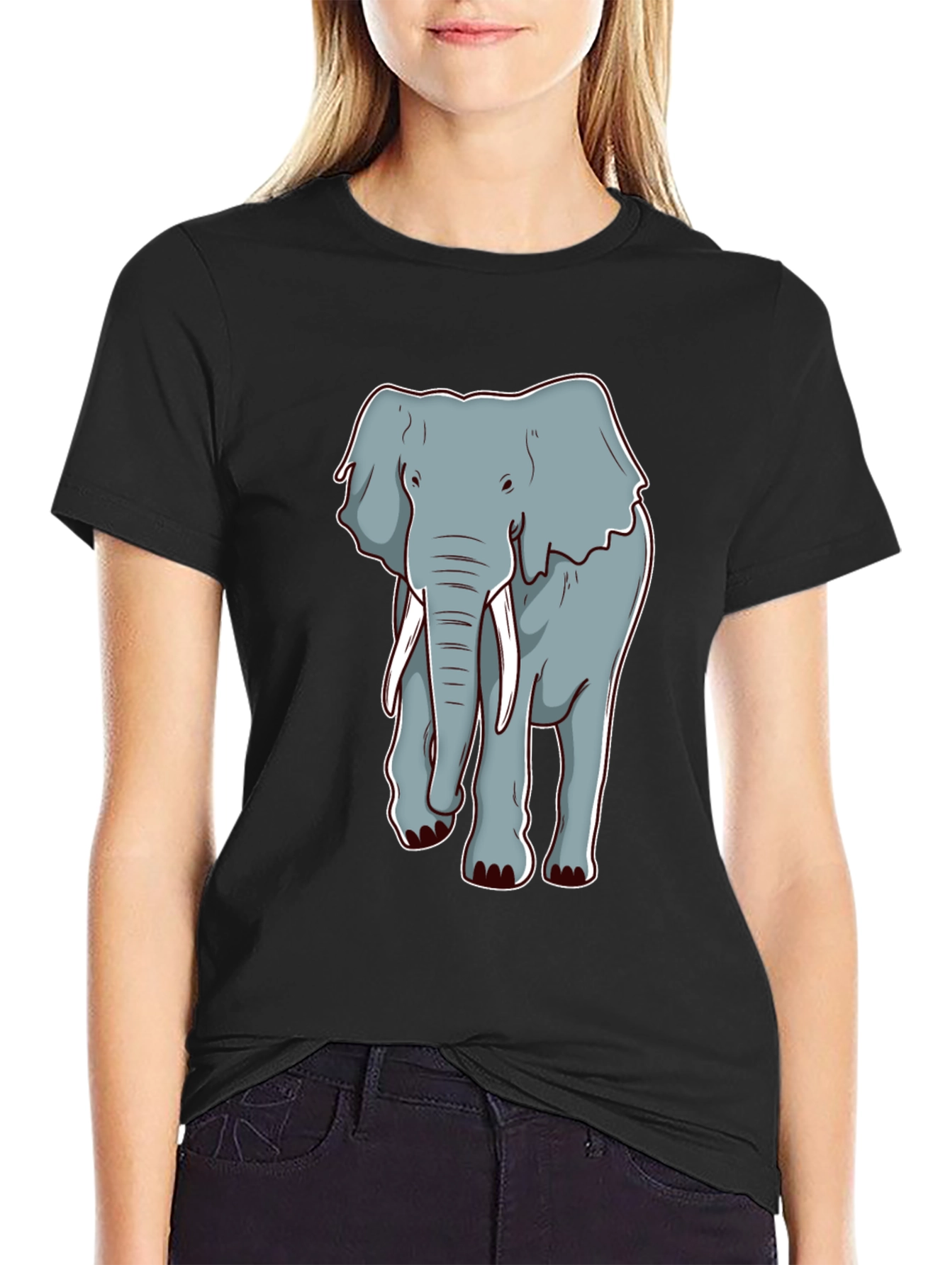 Elephant Graphic Tee - Casual Crew Neck T-Shirt