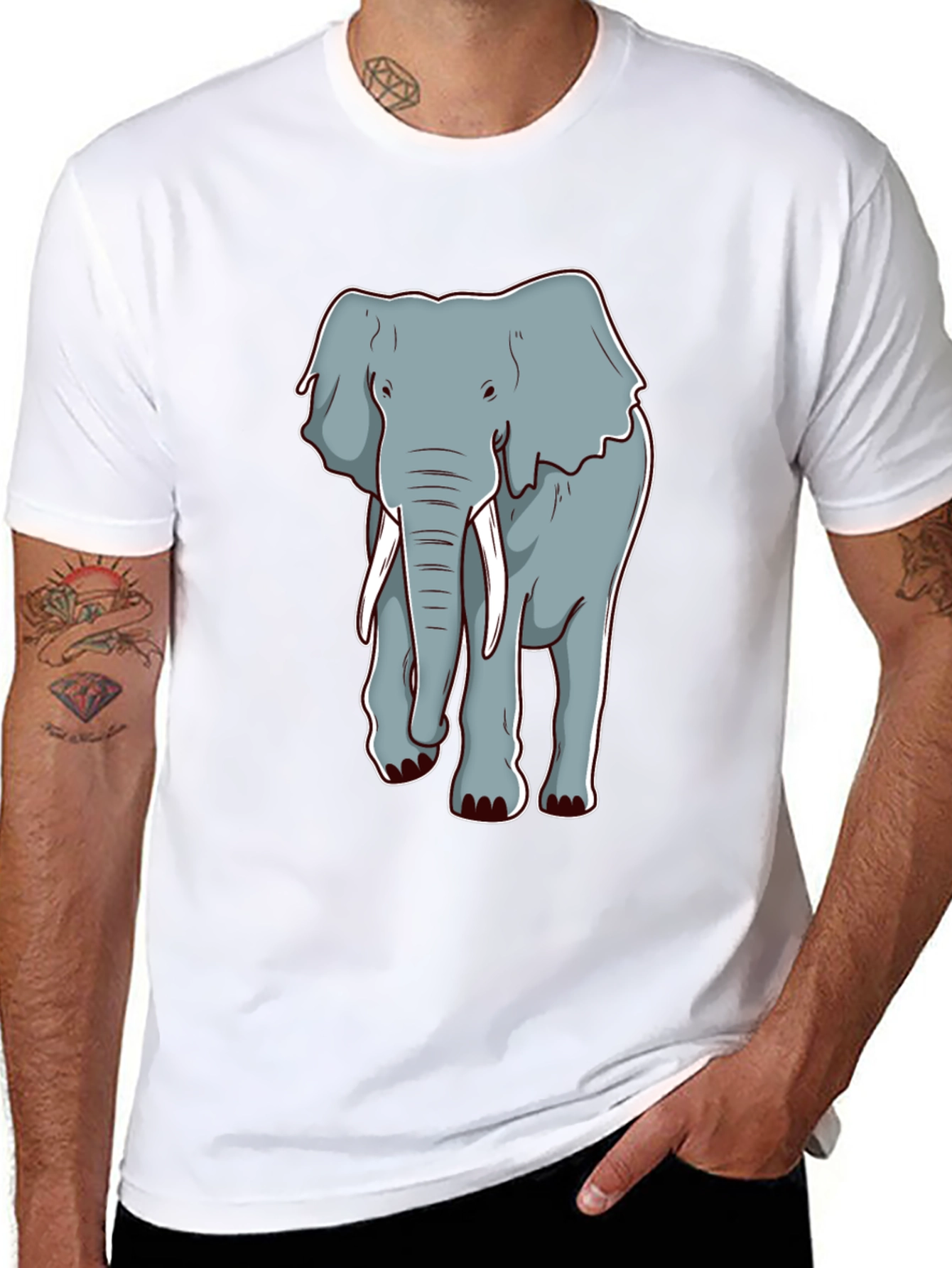Elephant Graphic Tee - Casual Crew Neck T-Shirt