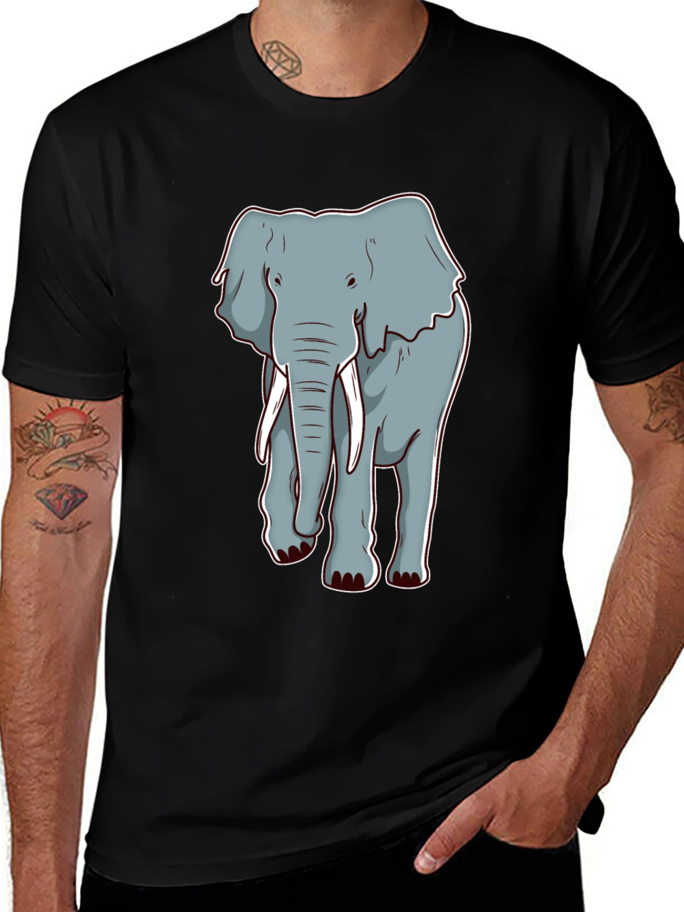 Elephant Graphic Tee - Casual Crew Neck T-Shirt