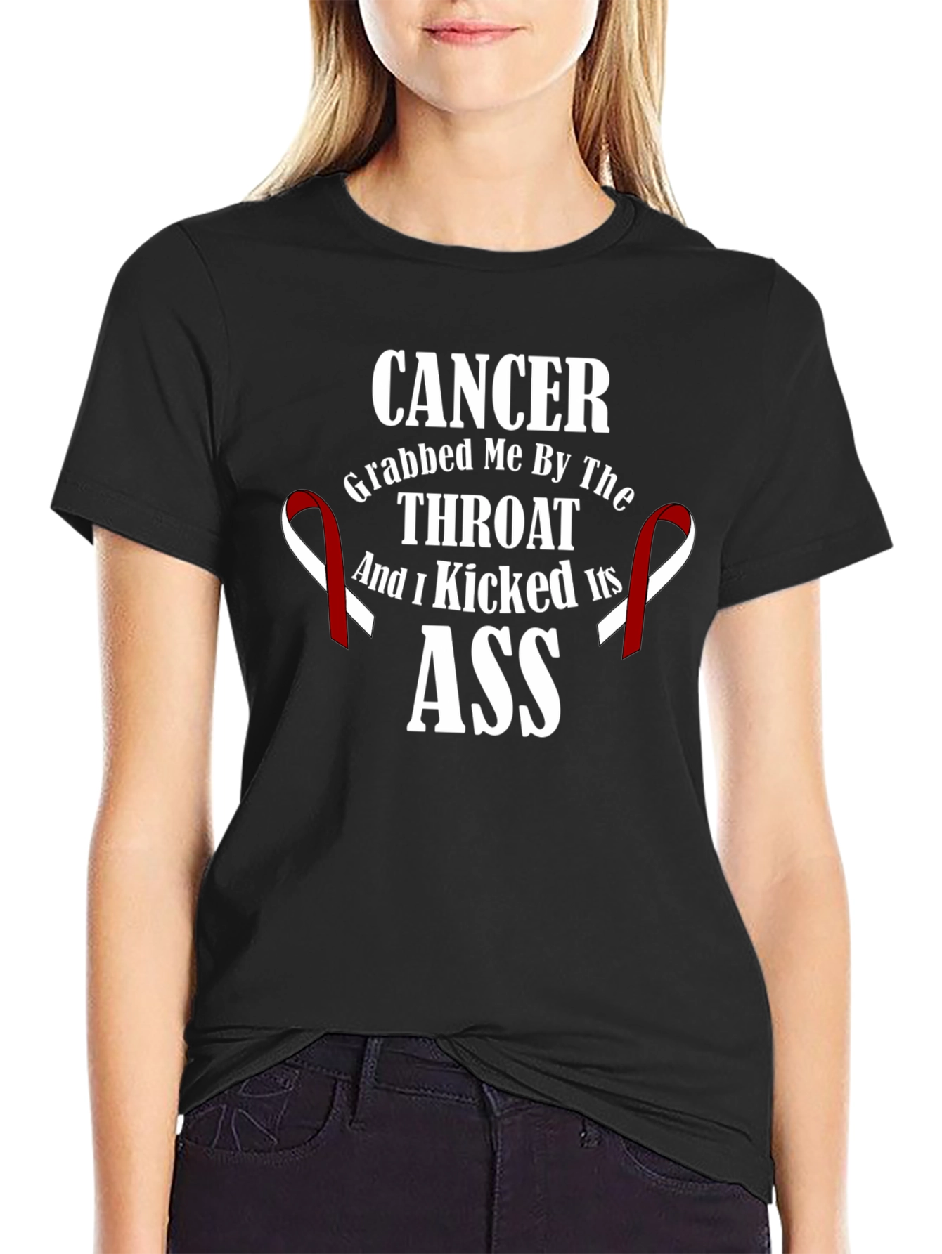 Cancer Kicked Its Ass Black Graphic T-Shirt